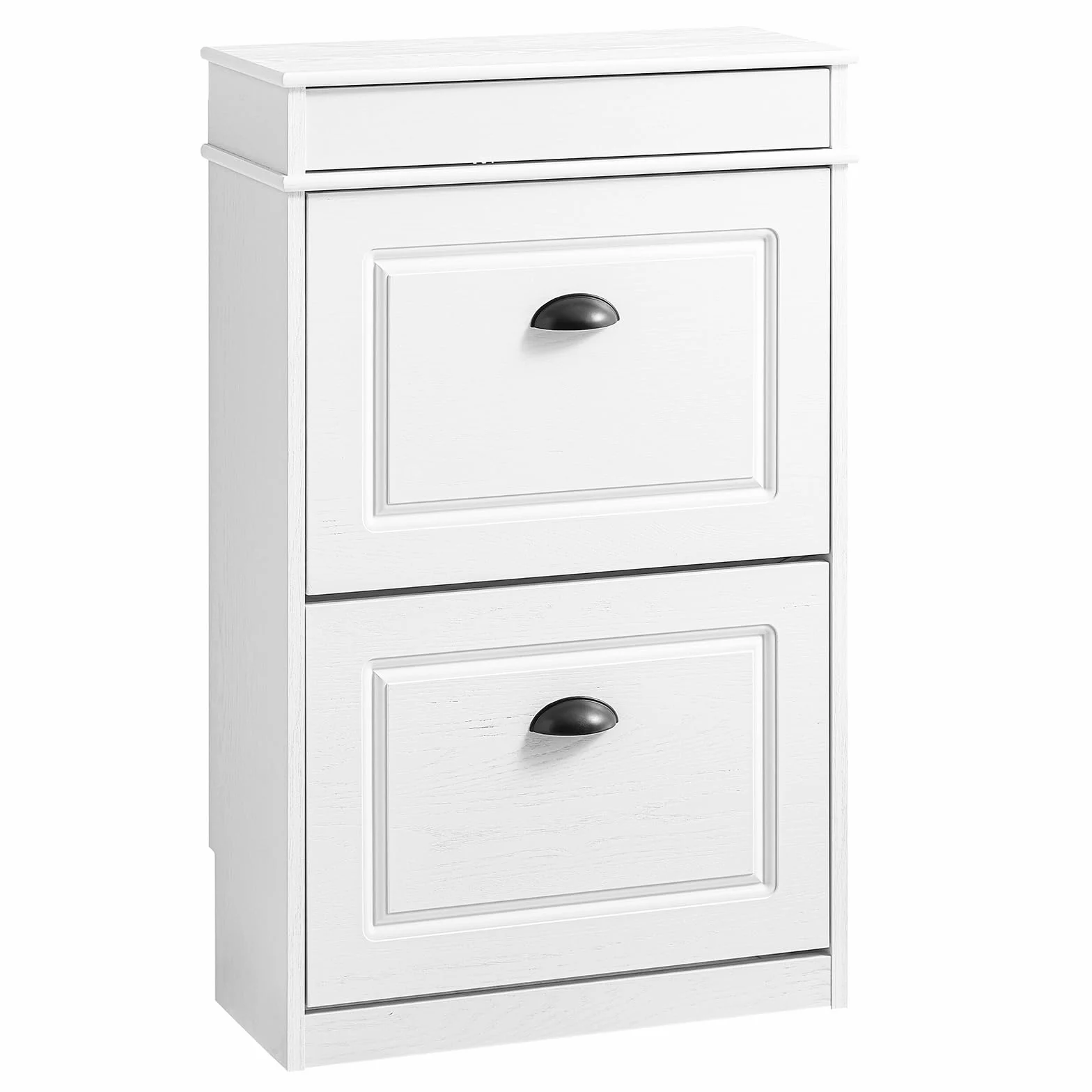 SoBuy Mueble Zapatero Estrecho Entrada Recibidor, Zapatero Blanco Estrecho con Cajón, Diseño Vintage Madera Blanca, Mueble Recibidor 24 cm Fondo, 54x24x85 cm, FSR78-WG