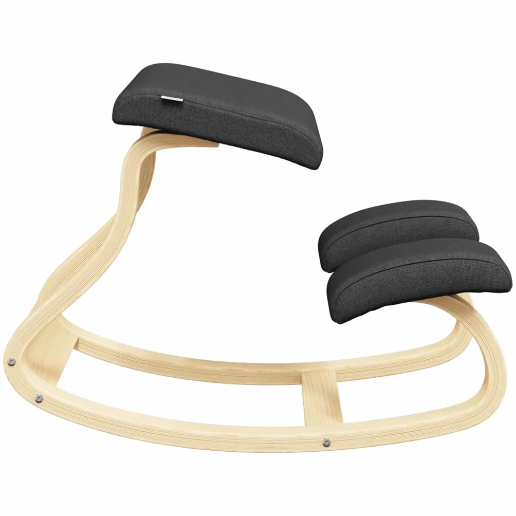 vidaXL Taburete de Rodillas, Silla Ergonómica para Rodillas, Mecedora Acolchada, Silla para Dormitorio Oficina, Madera Contrachapada de Abedul Negro