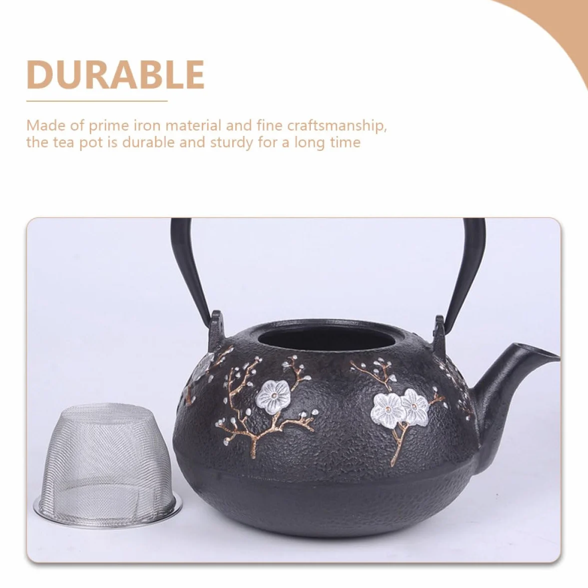 Cabilock Tetera Tetsubin de Hierro Fundido Pequeña, Infusor de Hojas Sueltas, Interior Esmaltado, para Hogar y Oficina, Tetera Metálica Tradicional Japonesa, Decoración y Uso Diario