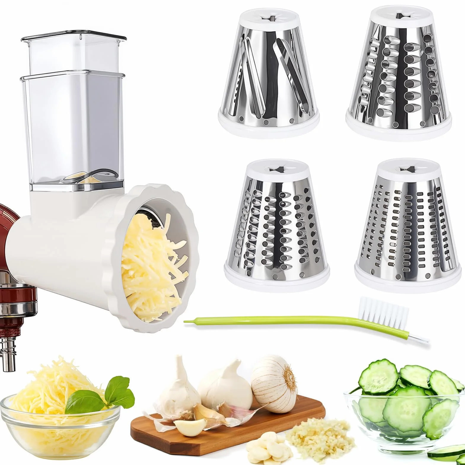 Accesorio actualizado para rebanadora/trituradora para batidoras de cocina, accesorios de rallador de queso, rebanadores de alimentos, picador de verduras y disparador de ensaladas, accesorios de