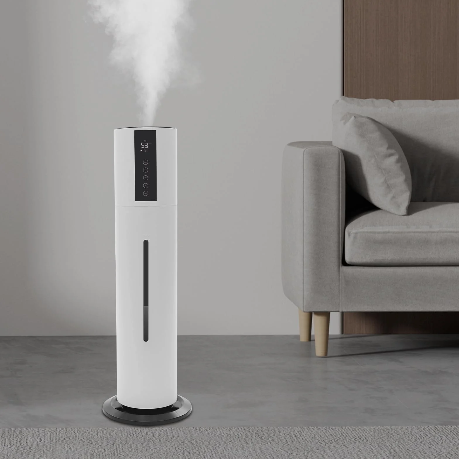 Humidificador grande para el dormitorio, humidificador de 28 W y 8 L con funciones de esterilización, volumen de niebla ajustable en 3 niveles con indicador LED, apagado automático, temporizador y