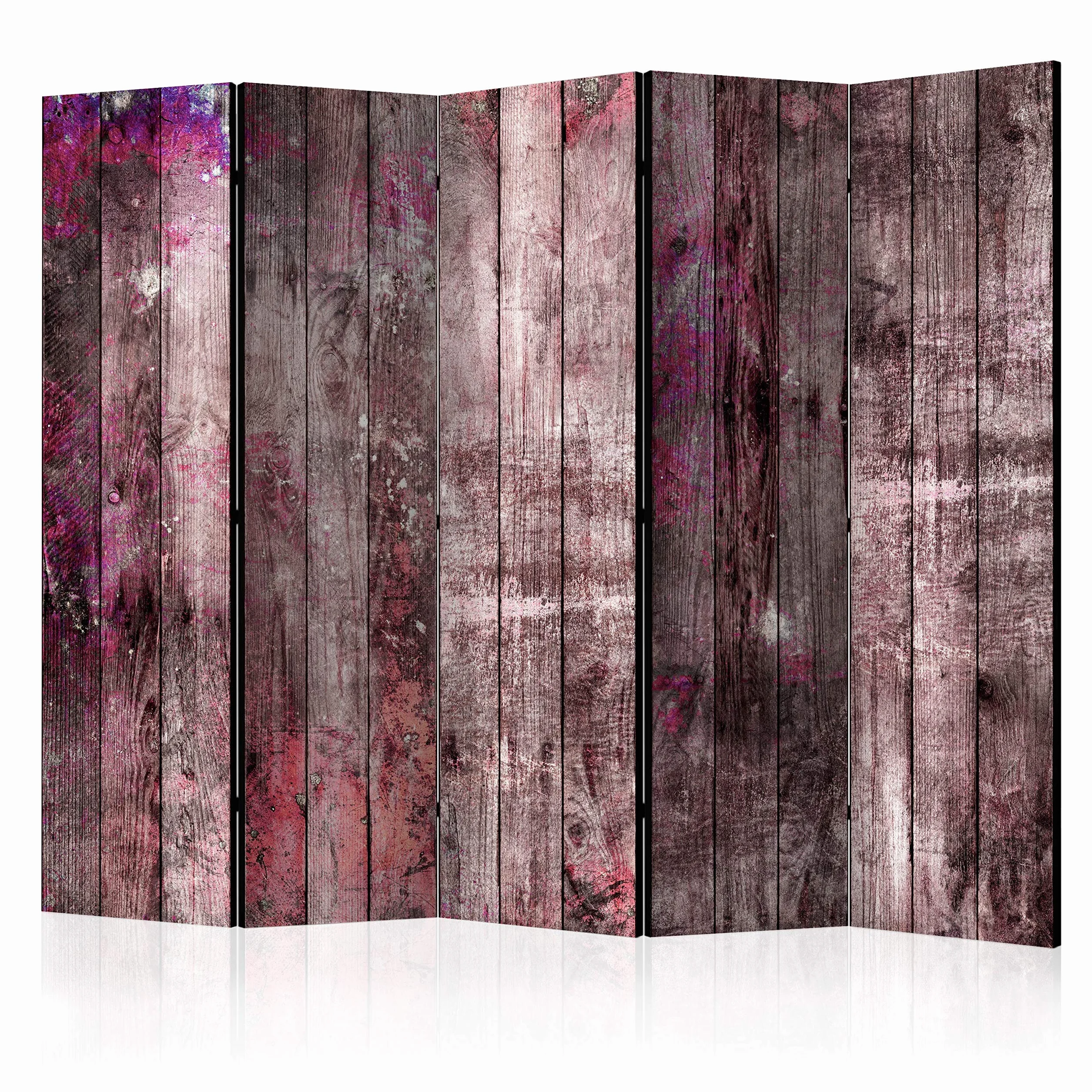 murando Biombo Aspecto de la Madera 225x172 cm de Impresion Unilateral en el Lienzo de TNT Decoracion Foto Biombo de Madera con Imagen Impresa Home Office Tablas Violeta marrón f-A-0770-z-c