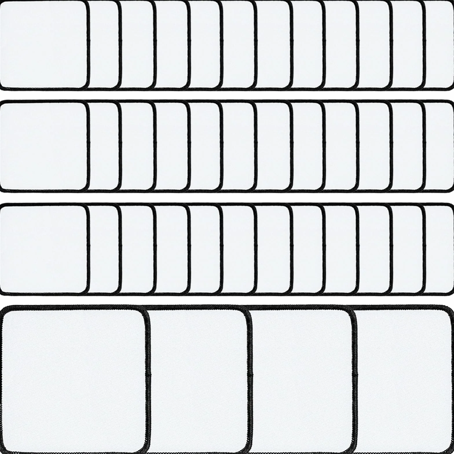 40 parches de sublimación en blanco, parche grande para planchar con borde negro, exquisitos parches de tela para sombreros, mochilas, camisetas, proyectos (cuadrados)