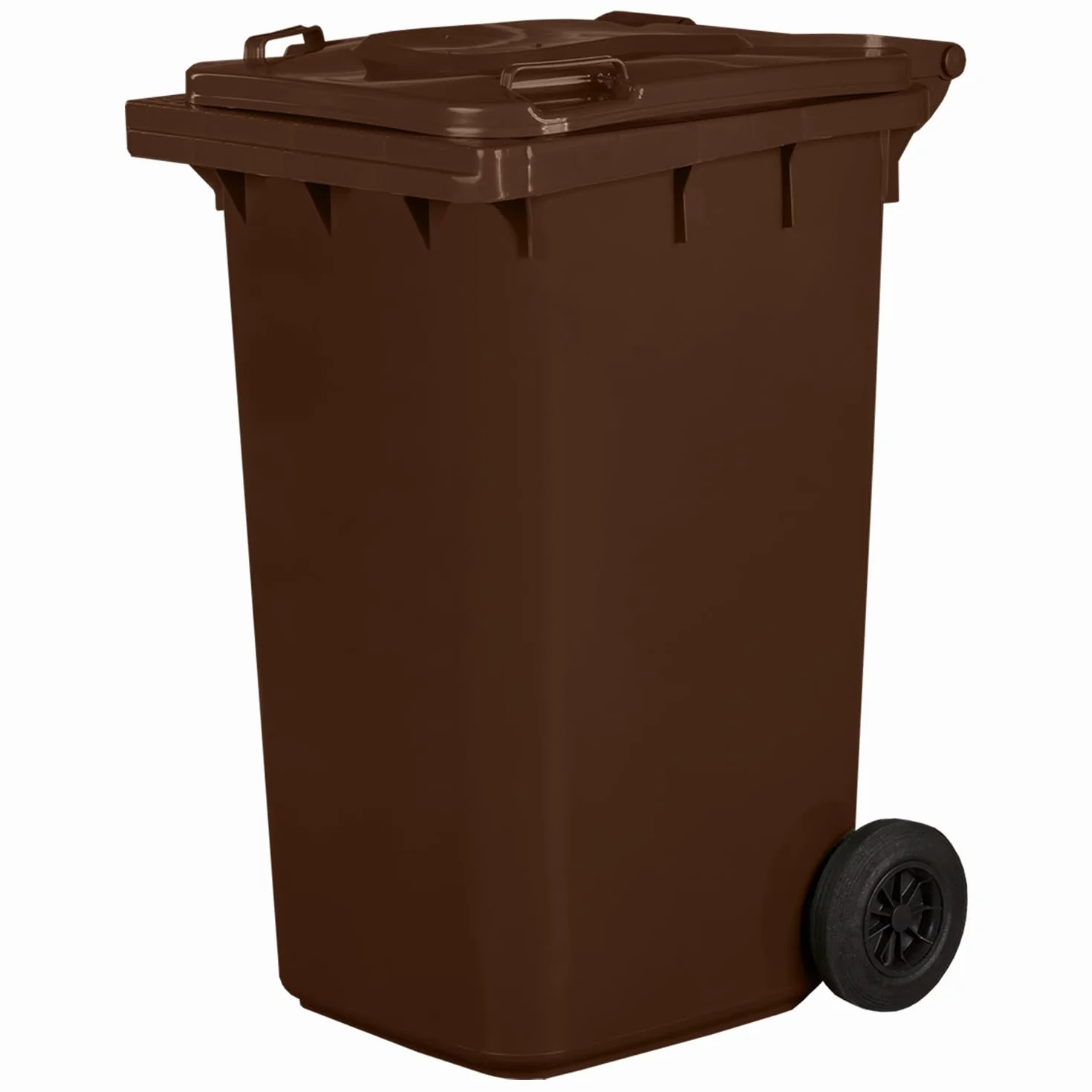 Jestic Cubo de basura 120 240 para basura basura con ruedas de goma silenciosas para recogida diferenciada, reciclaje interior exterior EN840 (240 Litros, Marrón)