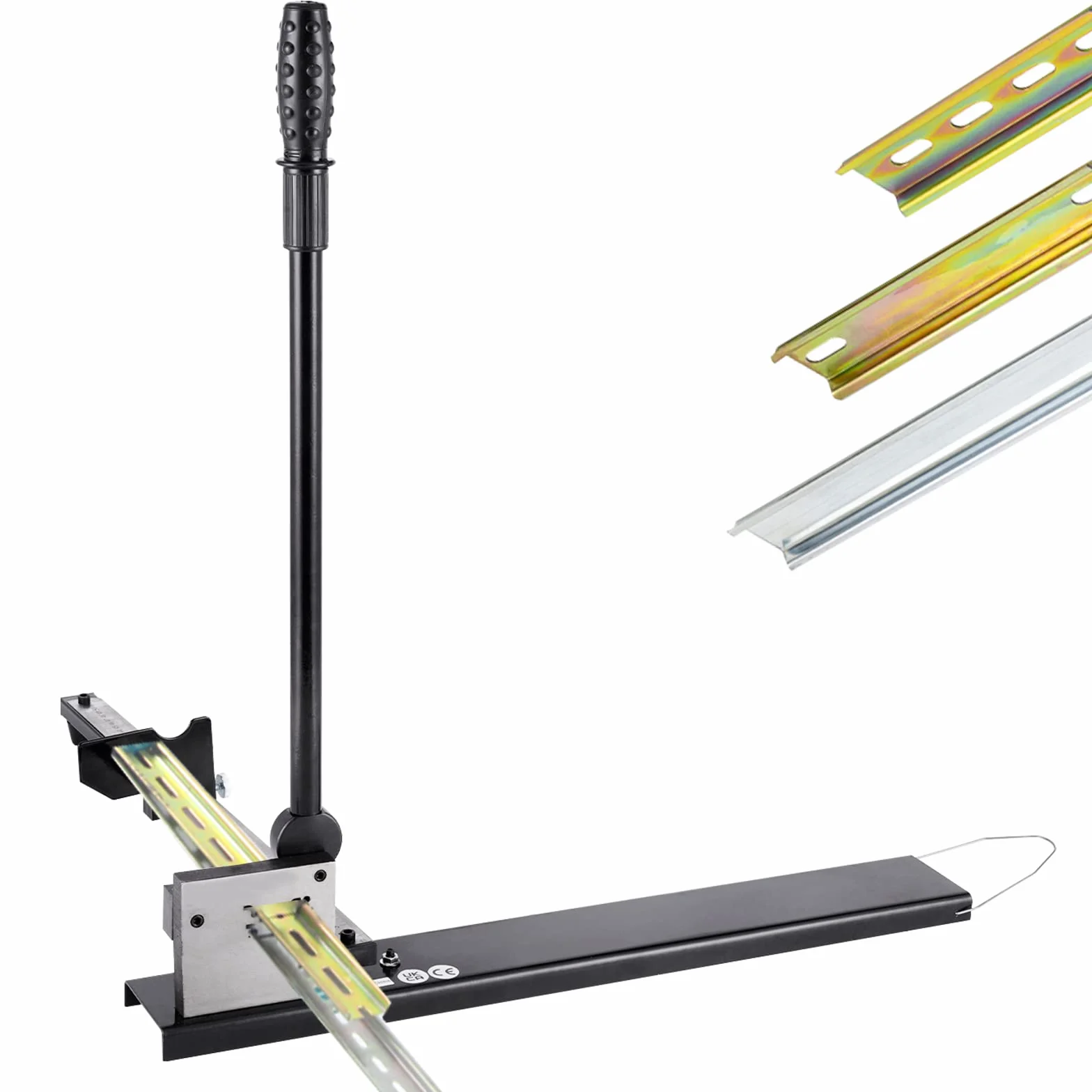 MXBAOHENG Cortador de carril DIN con doble agujero y regla para cortar rieles de acero/aluminio (negro)