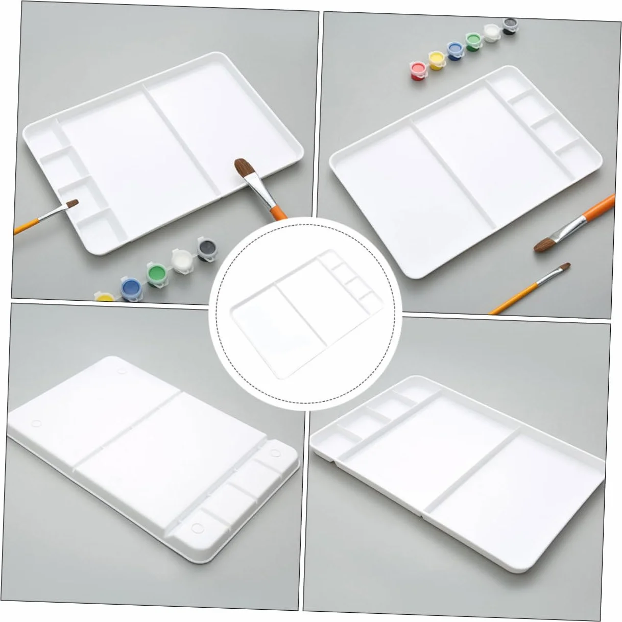 WEKAMOS Paleta de Colores de Superficie Lisa y Resistente de Pintura Plástica Bandeja de Mezcla de Plástico Adecuada para Pintores y Estudiantes