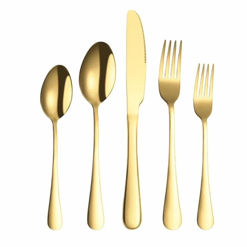 Juego de cubertería de 20 piezas para 4 personas, de acero inoxidable, con cuchillo, tenedor, cuchara, reutilizable, para bodas, fiestas, cenas, banquetes, restaurantes, decoración de mesa, color