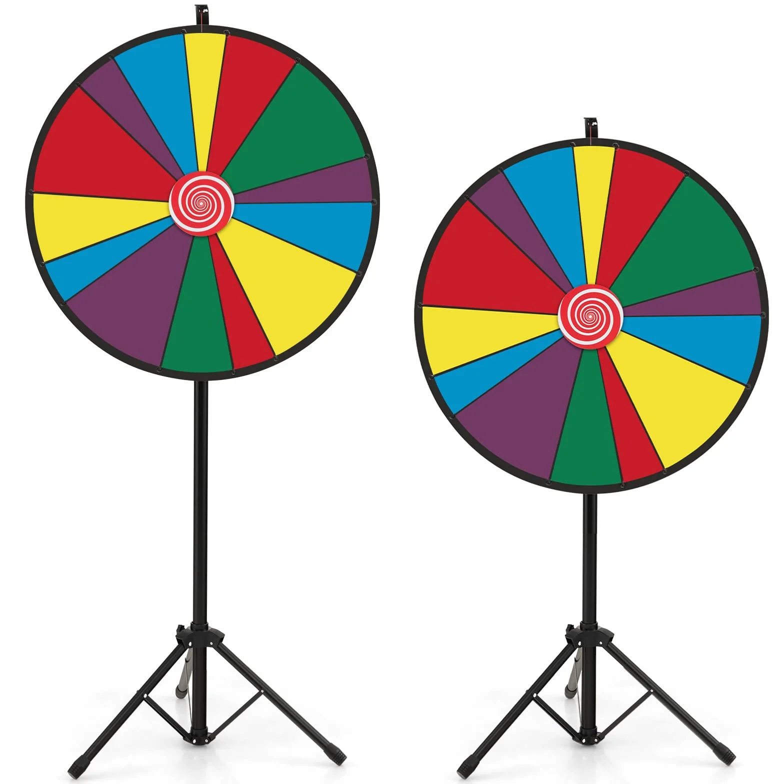 GOPLUS - Rueda de la fortuna Φ 76 cm,rueda de precio de altura ajustable con trípode y 14 ranuras personalizable,rueda de juego reutilizable con bolígrafo borrable goma para fiestas,cumpleaños