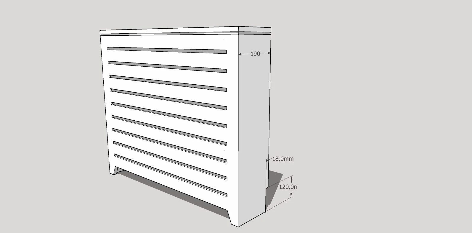 Cubre radiadores Barniz Roble. Diferentes Medidas. También fabricamos a Medida. Consultar: info@greca.info Tfno 948312264 (64 * 19 * 87 cms)