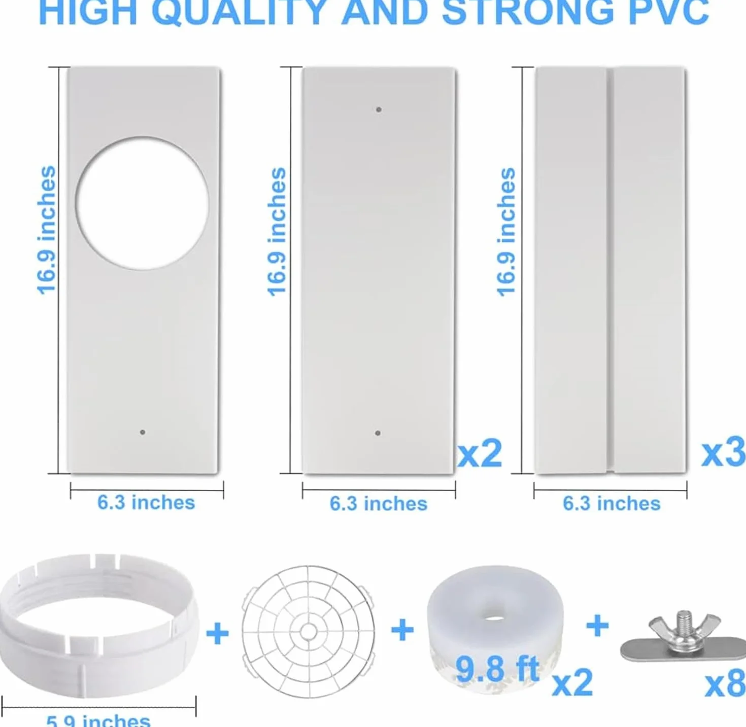 Kit Ventana Aire Acondicionado Portátil, Placas Sellado Tubo 5" 5,9" Adaptador 15cm 43-229cm