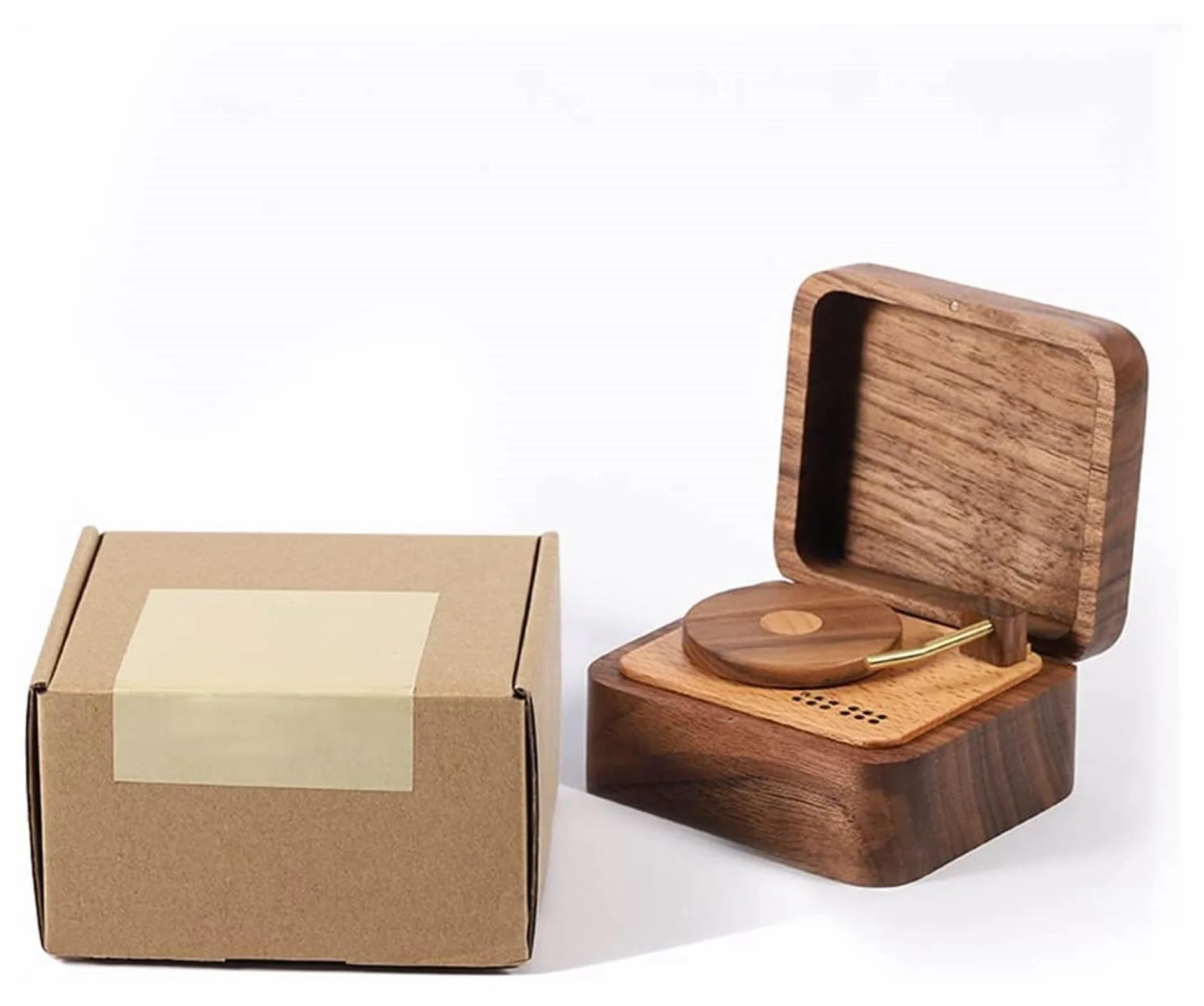 Cajas Musicales Caja de música con Reproductor de Discos de Vinilo, Caja de música con Mecanismo de relojería de Madera, for el cumpleaños del Día de San Valentín Musical