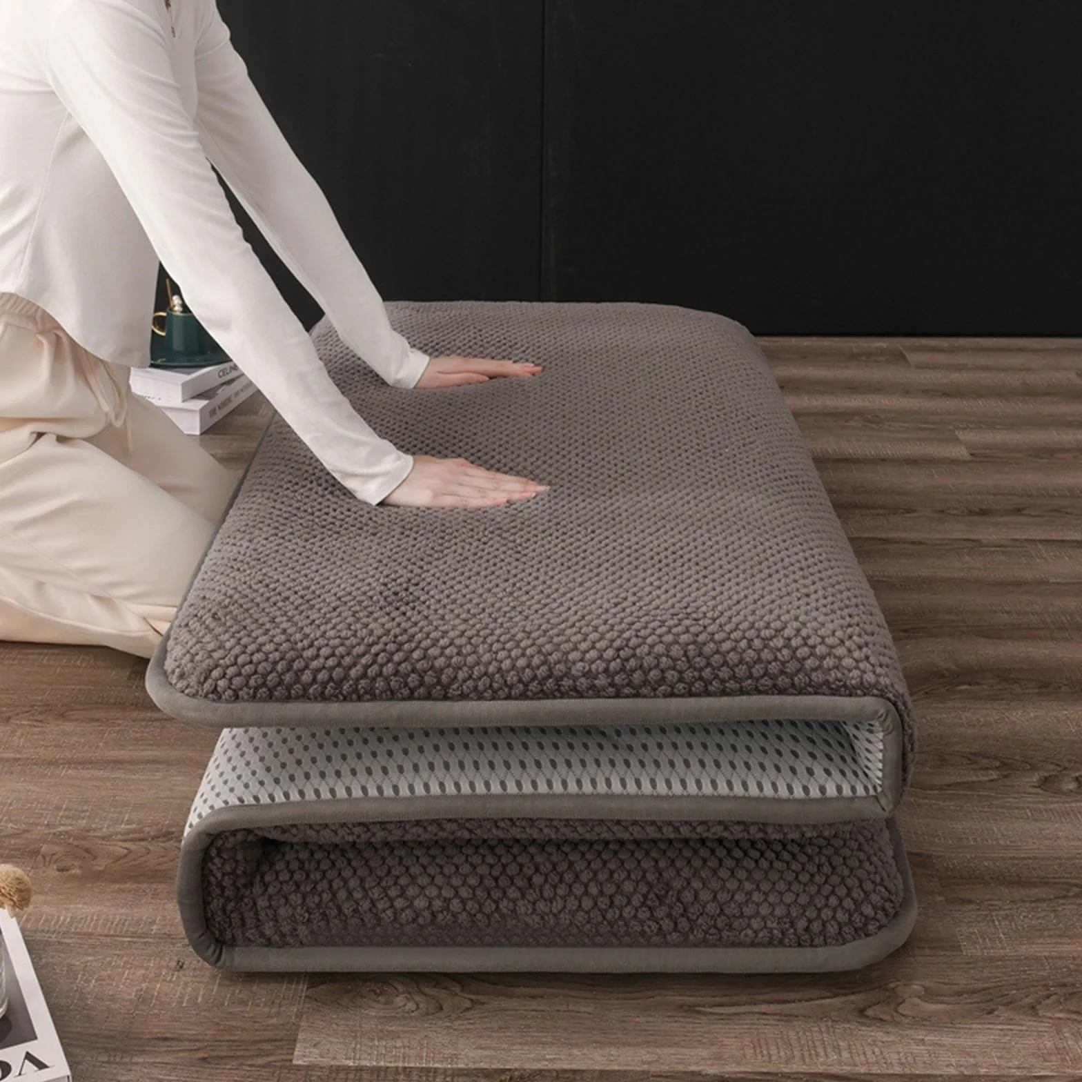 Futón Tradicional Japonés, Colchón De Suelo De Futón Suave, Colchón Plegable Tatami Transpirable, Almohadilla De Cama Gruesa Y Cálida, Colchoneta Doble Para Dormir ( Color : B , Size : 100x200cm )