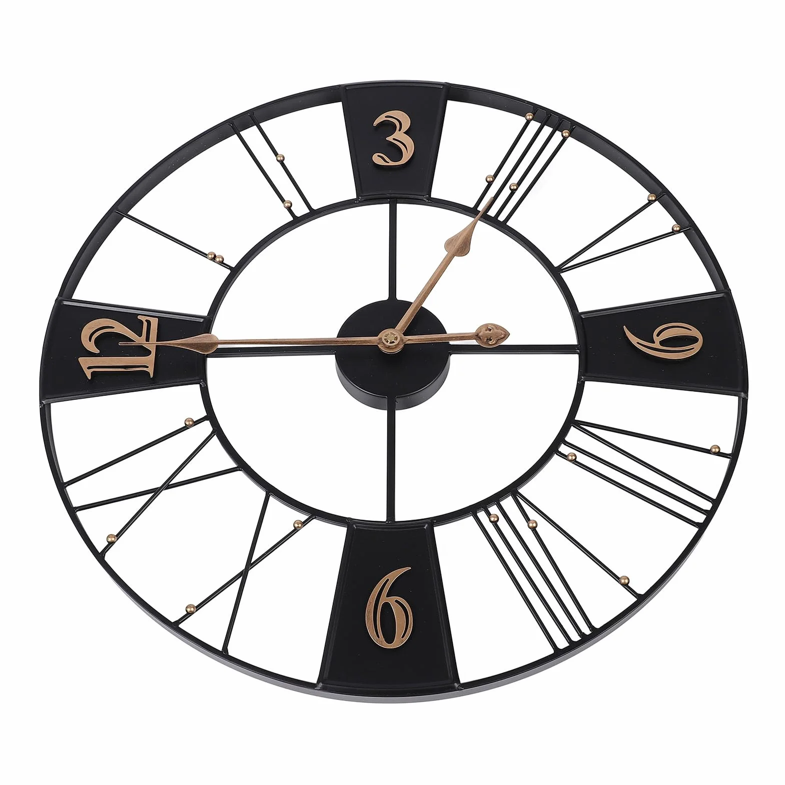 Reloj de Pared Industrial Retro, Diseño Vintage, Reloj Silencioso de Metal para Sala de Estar y Oficina, 23,62 Pulgadas