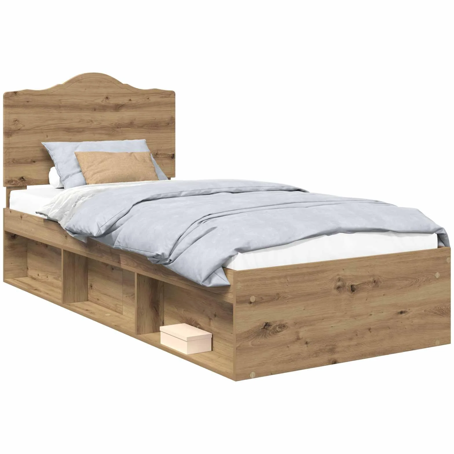 vidaXL Estructura de Cama con cabecera Roble Artisan 75 x 190 cm