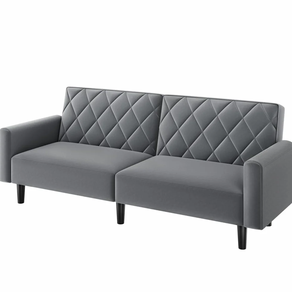 Yaheetech Sofá Cama de 2 Plazas Moderno 159x75,5x73 cm Sofá Plegable Tapizado con 2 Respaldos Separados Ajustables en 3 Niveles Sofá Convertible de Tela para Salón y Sala de Estar Gris Oscuro