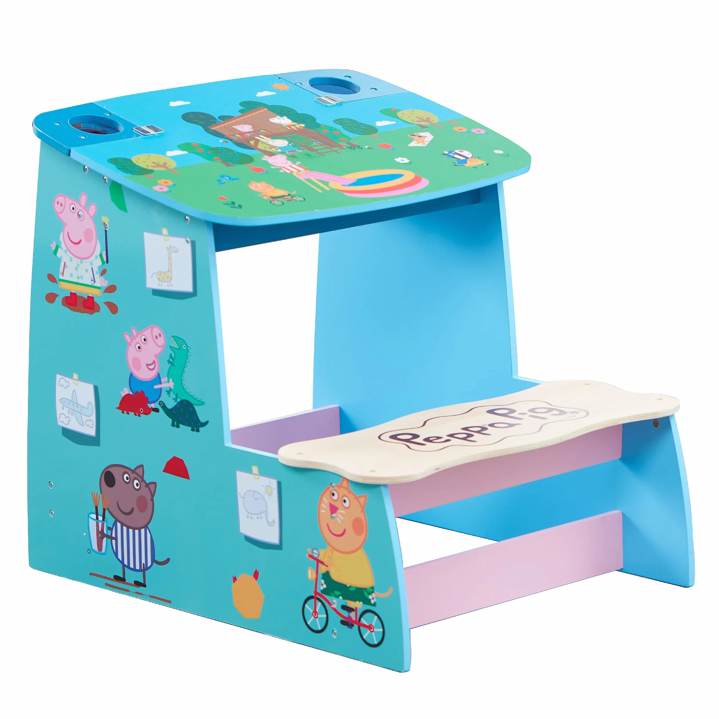 Peppa Pig Wooden Play Desk with Chalk Board and Storage Compartment FSC Certified