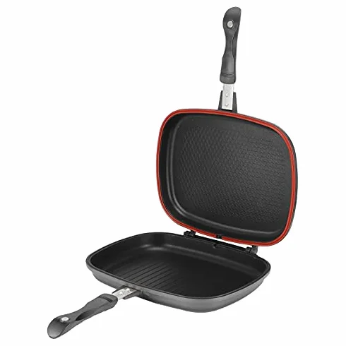 Sartén de doble cara portátil con mango antiquemaduras, suministros de cocina, olla de 32 cm, excesiva, la mejor sartén de aluminio adecuada para C