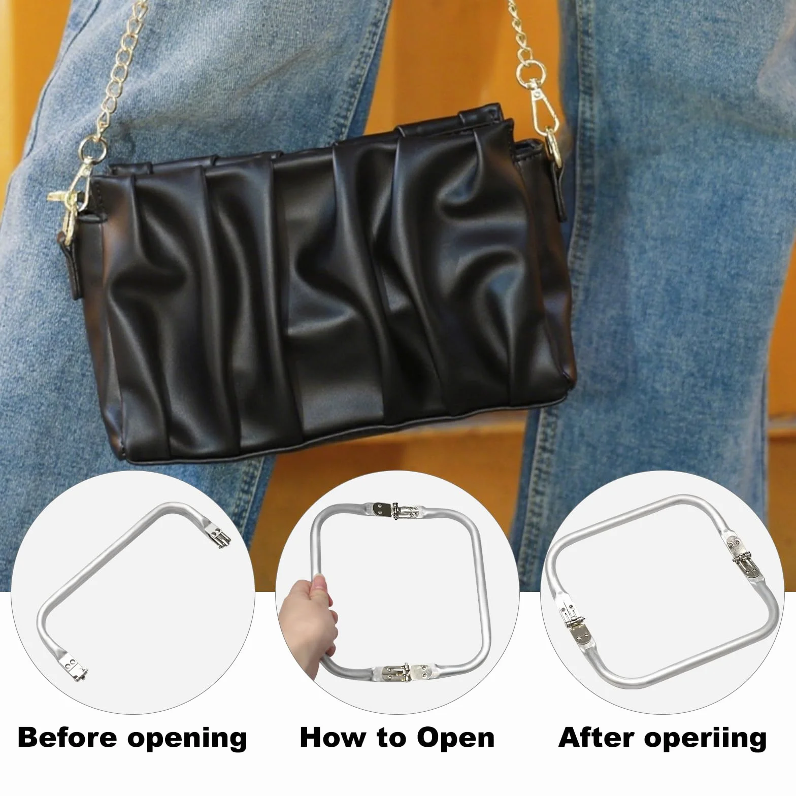 Marco de Aluminio en U para Bolsos 16/20/22/25 cm Juego de 4 Boquillas Accesorios DIY