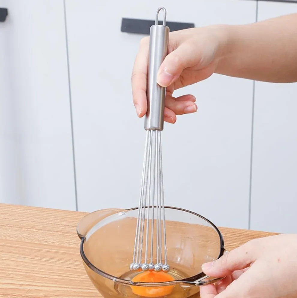 Batidor Varillas Cocina Batidor De Huevos Manual De Acero Inoxidable Mezclador De Cocina De Bola Adecuado For Revolver Mezclar Batir Barillas Batir Batidor De Huevo(25cm)