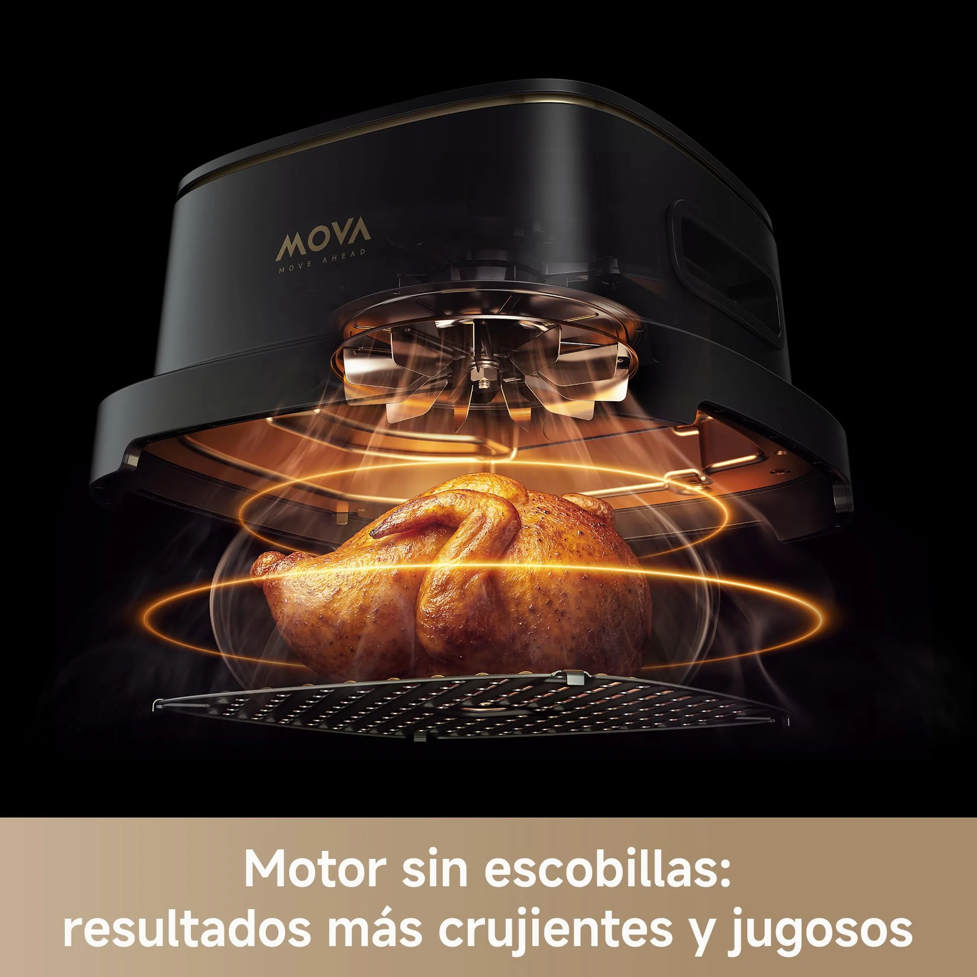 MOVA Aeroglass AF20 Pro Freidora De Aire Sin Aceite interior vidrio transparente, doble capacidad 4L+2,5L, recipiente vidrio, motor sin escobillas, 8 recetas inteligentes, control 40℃-185℃.