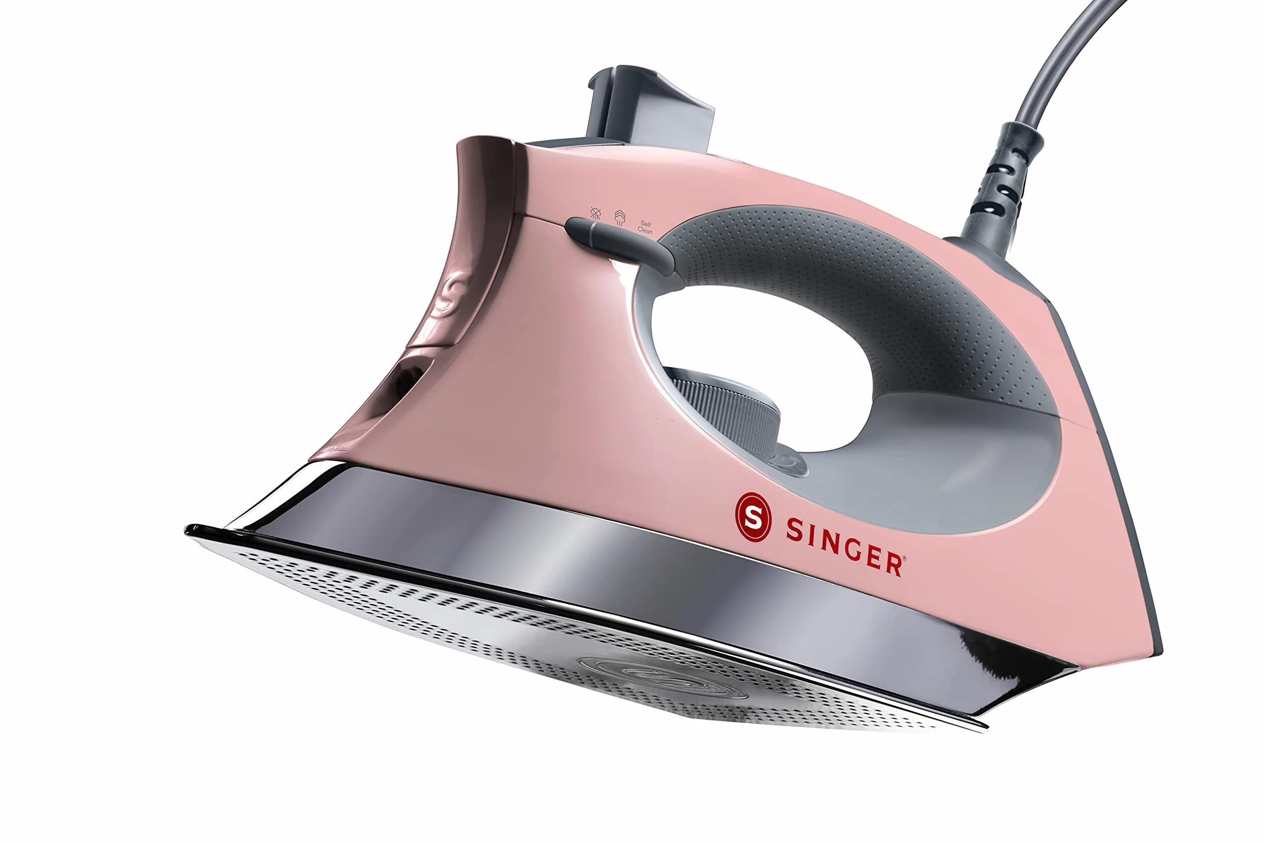 SINGER SteamCraft Steam Iron (1700W) | Steamer with Stainless Steel Plate, OnPoint Precision Tip for Hard-to-Reach Areas, Vertical Steam, Auto Shutoff & 300ml Tank Capacity – Pink