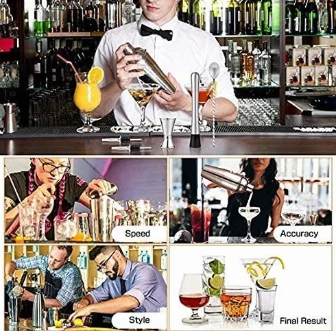 Kit con Soporte para Barra, coctelera y Set para Mezclar Bebidas - Herramientas de Barra, coctelera, el Mejor Kit de Barman para Principiantes, Utensilios de Cocina