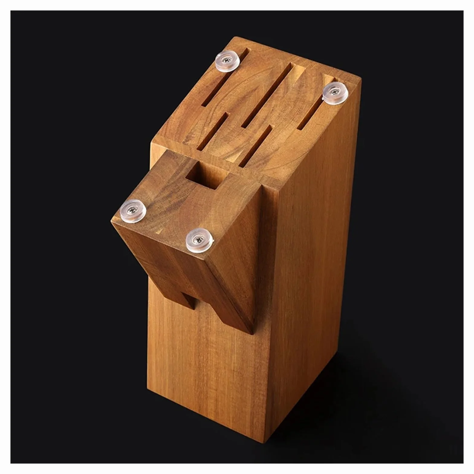 Soporte for cuchillos de madera acacia compatible con XINZUO Arrival, soporte for tijeras, ranura for almacenamiento, herramienta cocina