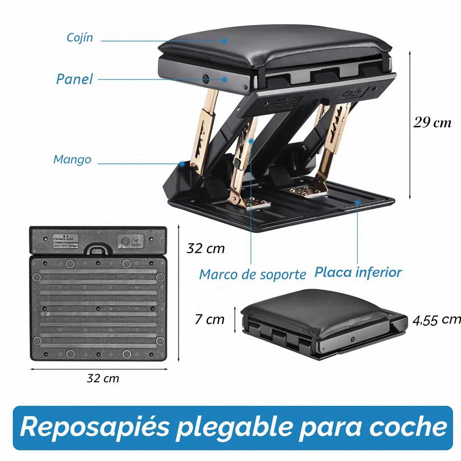 Reposa Pies Trabajo Oficina, 4 Niveles de Altura Ajustable, Reposapiés Ergonómico Plegable, con Almohadilla de Reposapiés Suave Extraíble Diseño Ergonómico para Espalda Rodilla