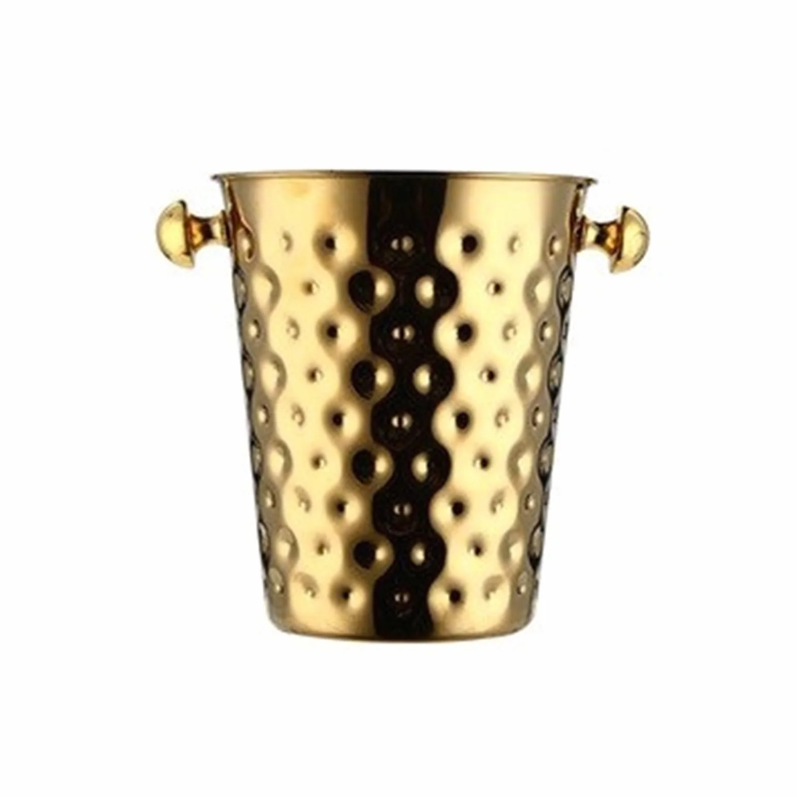 Cubo de Hielo Cubo de Hielo Grueso Acero Inoxidable con asa, Ideal for Bar en casa, for Enfriar Cerveza, champán y Vino Cubo de Hielo frío para Barra(Gold)