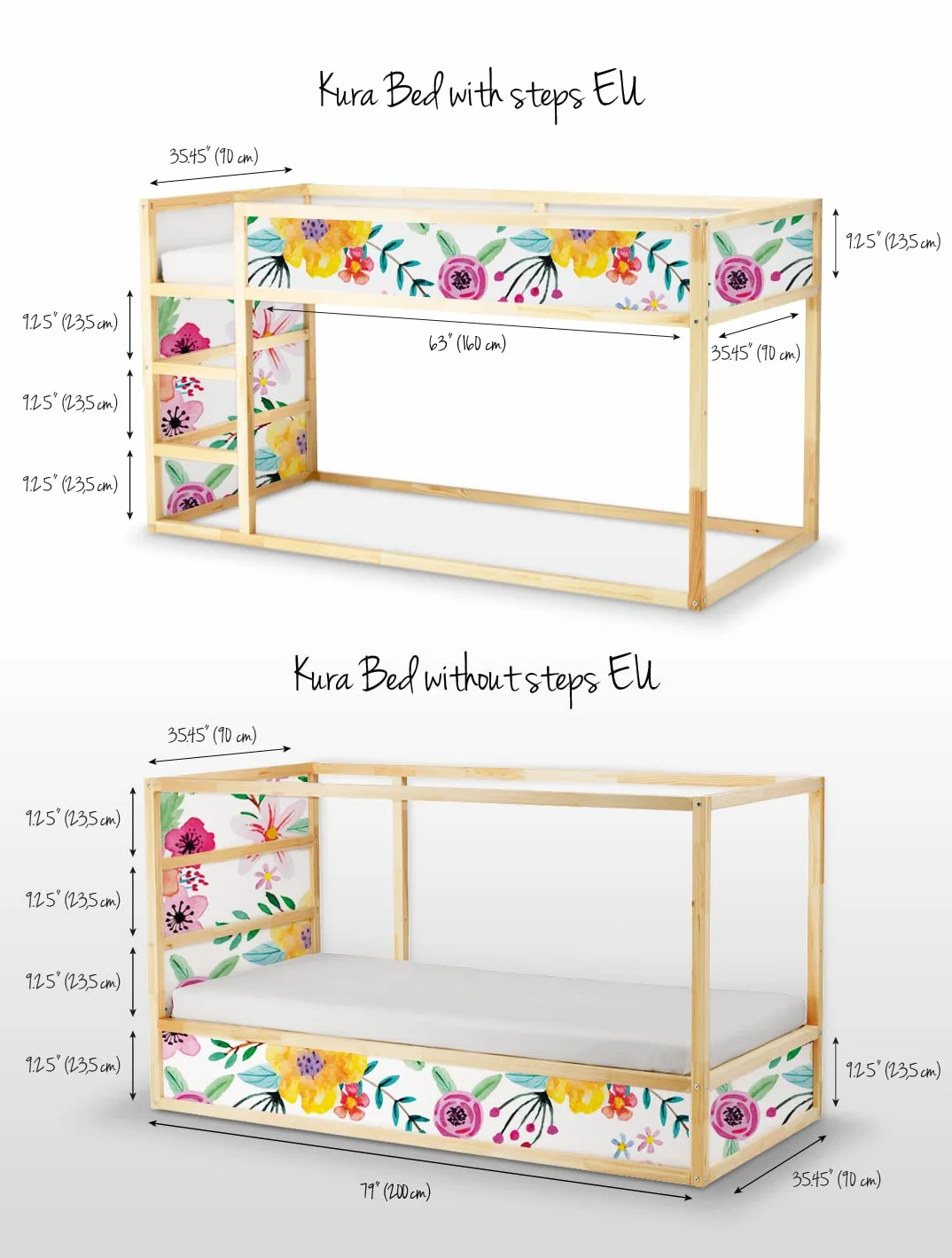 Coloray Conjunto de Pegatinas Cama Kura Para Niños Pegatina con Pasos Set - Flor en colores vibrantes
