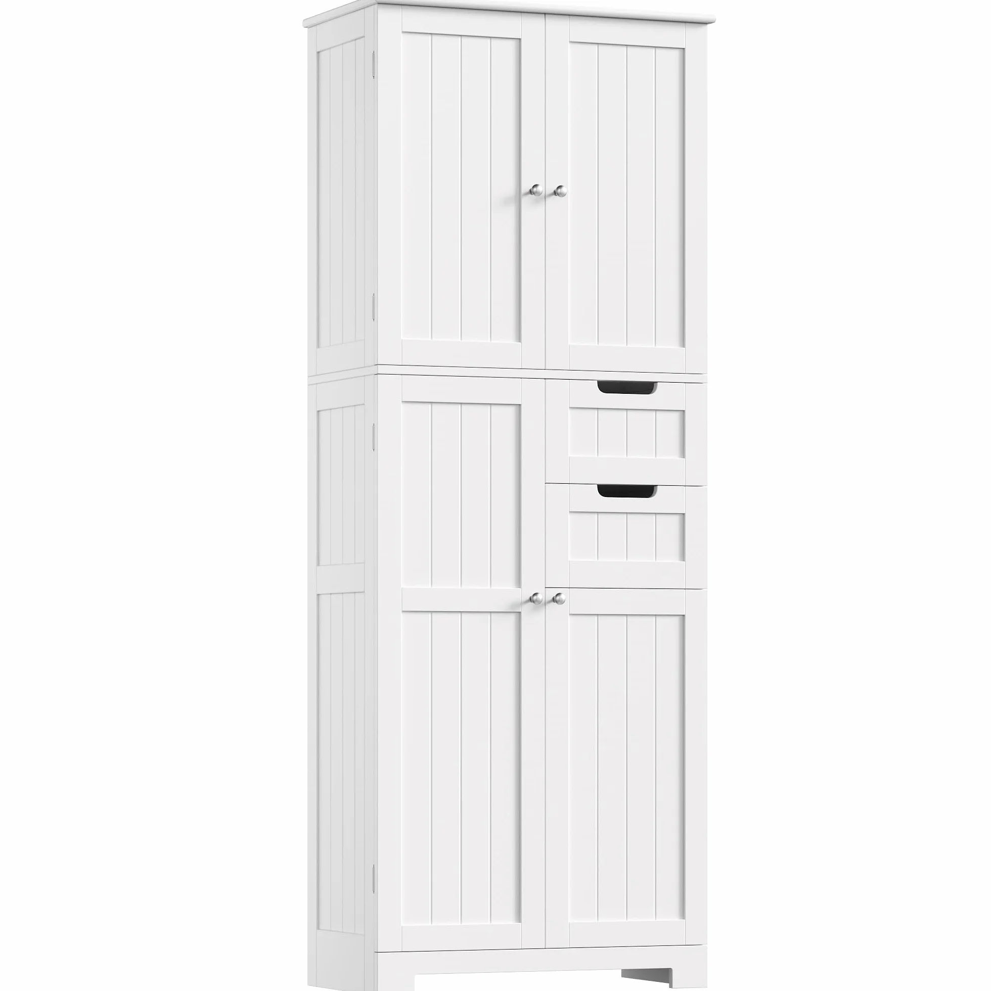 HOCSOK Armario alto de baño con 4 puertas y 2 cajones, armario de cocina alto para salón, cocina, comedor, oficina, 164,5 x 60 x 30 cm, color blanco