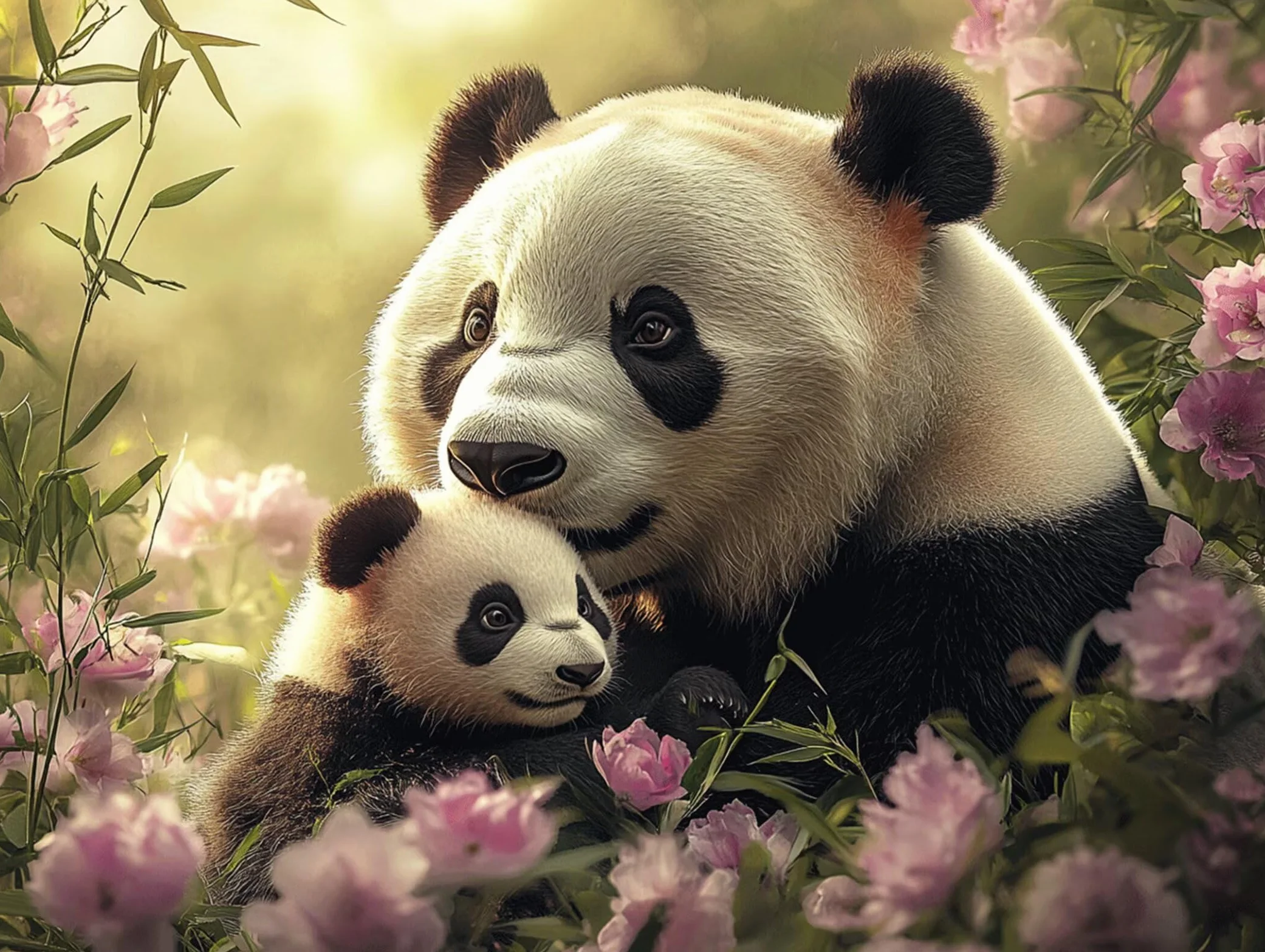 Pintar por Numeros panda Pinturas Acrilicas flor Pintura por Numeros Adultos DIY Lienzos para Pintar, Pintura Acrilica Manualidades, Decoración para Hogar, Regalos Cumpleaños, 90x120cm Sin Marco q-902