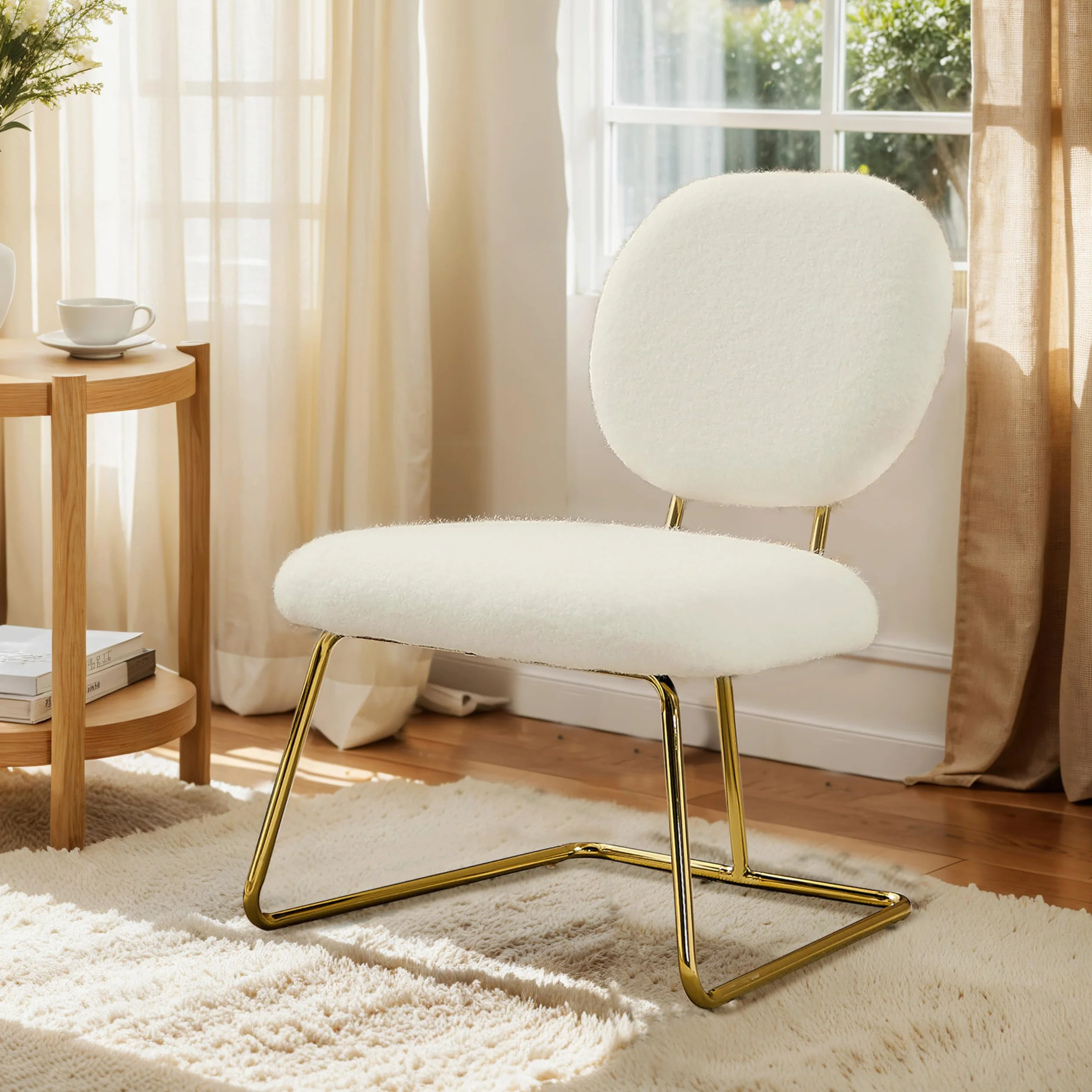 Zouron - Silla de Comedor con Patas Doradas, Silla de Oficina giratoria, Sillón de Terciopelo,sillón de salón con apoyabrazos y Asiento Acolchado Grueso, sillas de Cocina, Naranja
