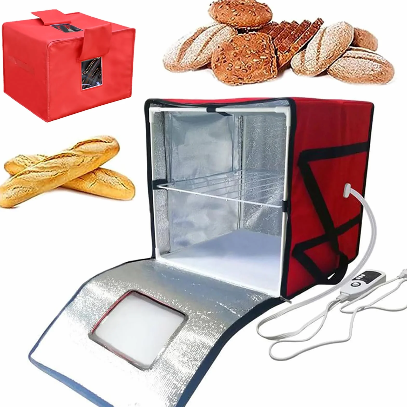 Fermentador Masa Eléctrico, Control Temperatura: Temperatura Ambiente 50 ℃, Resistente Suciedad+ Evita Desgarros/Impermeable, para Hacer Yogur/Chocolate Templado,57L