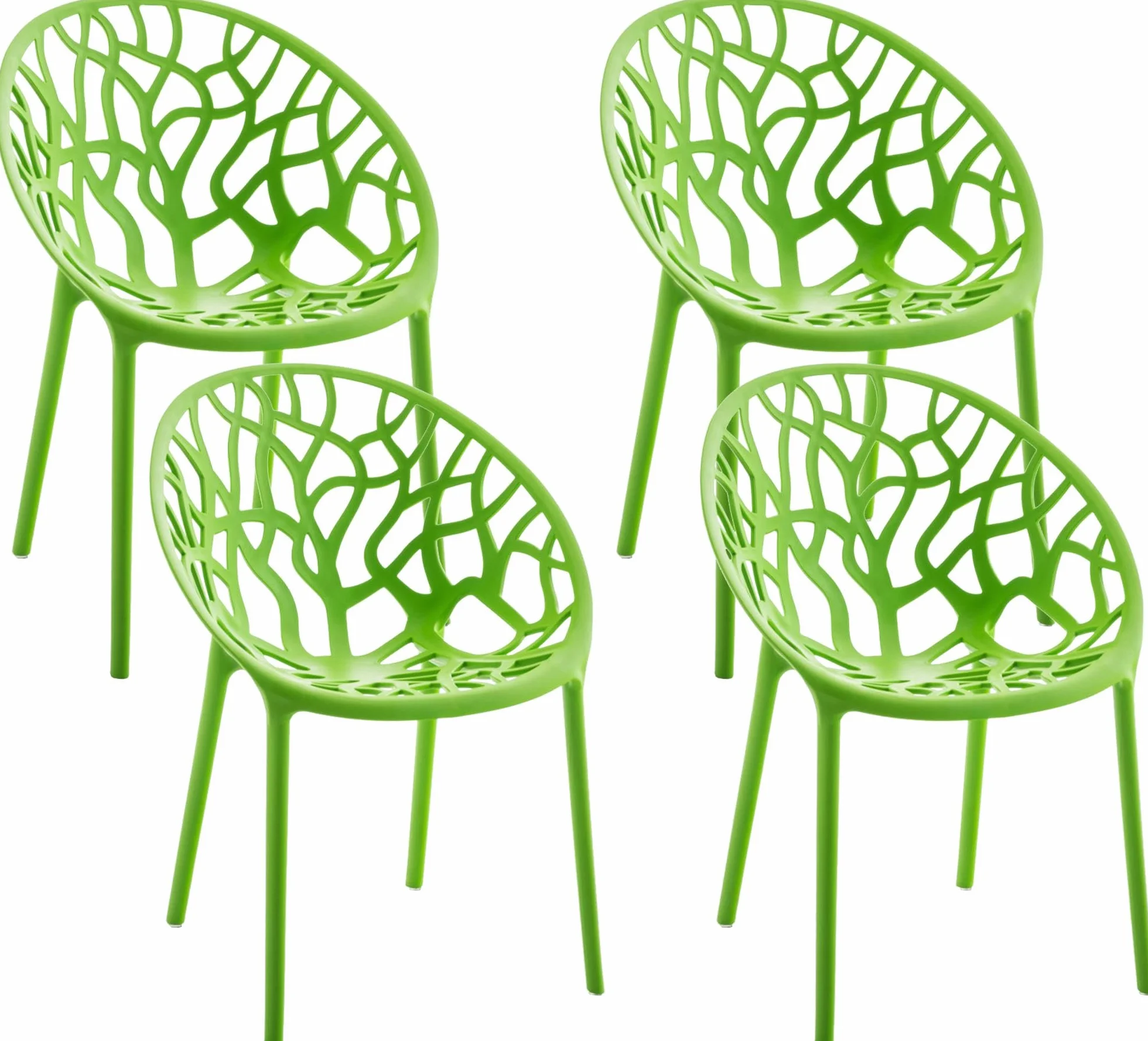 CLP Juego de 4 sillas de jardín, apilables y Resistentes a la Intemperie, Moderno con reposabrazos no Ajustables, Estructura de plástico Hope, Color:Verde Claro