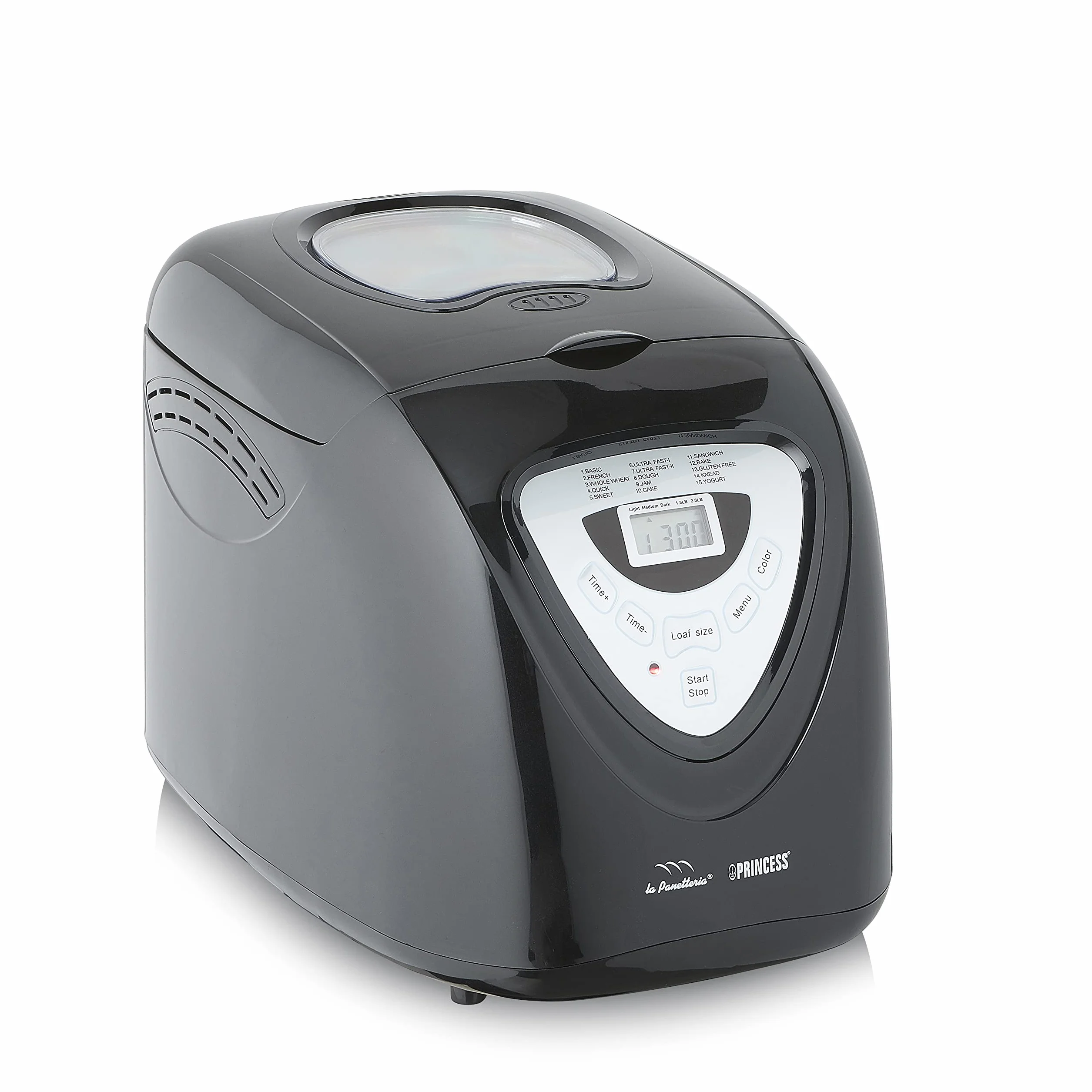 Princess 152009 Panificadora Completamente automática óptimo para dietas Especiales y alergias, Gluten, 15 programas, Temporizador Digital, Capacidad de 900 Gramos, Negra, 18/8 Stainless Steel, Negro