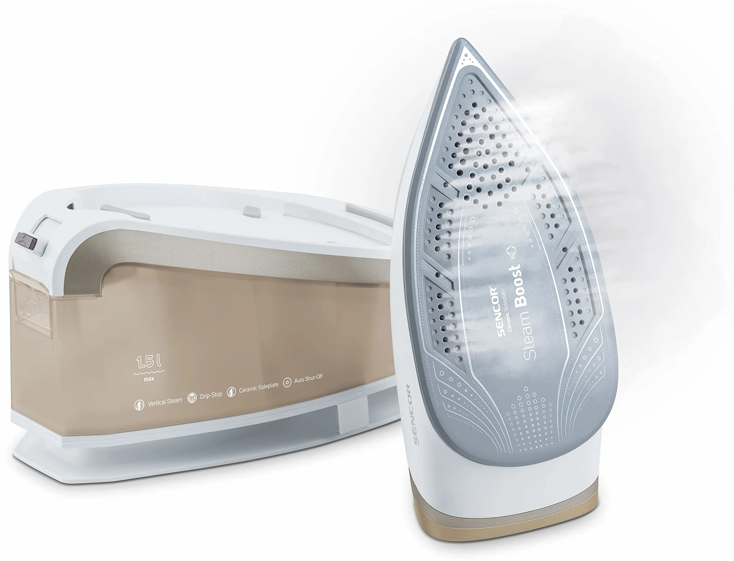 Sencor Centrale Vapor, Ultra Rápido, Tecnología Antical y Anti-Gota, Potencia 2400 W, Capacidad del depósito de agua de 1,5 L