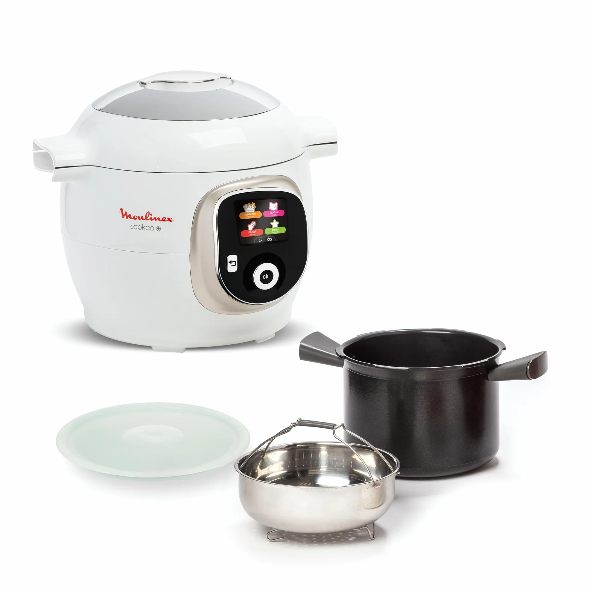 Moulinex, Cookeo - Multicooker inteligente 6L, 150 recetas integradas, cocción sin vigilancia, pantalla intuitiva, guía de cocción, aplicación MyMoulinex, 1600 W, blanco, 15 años reparabilidad