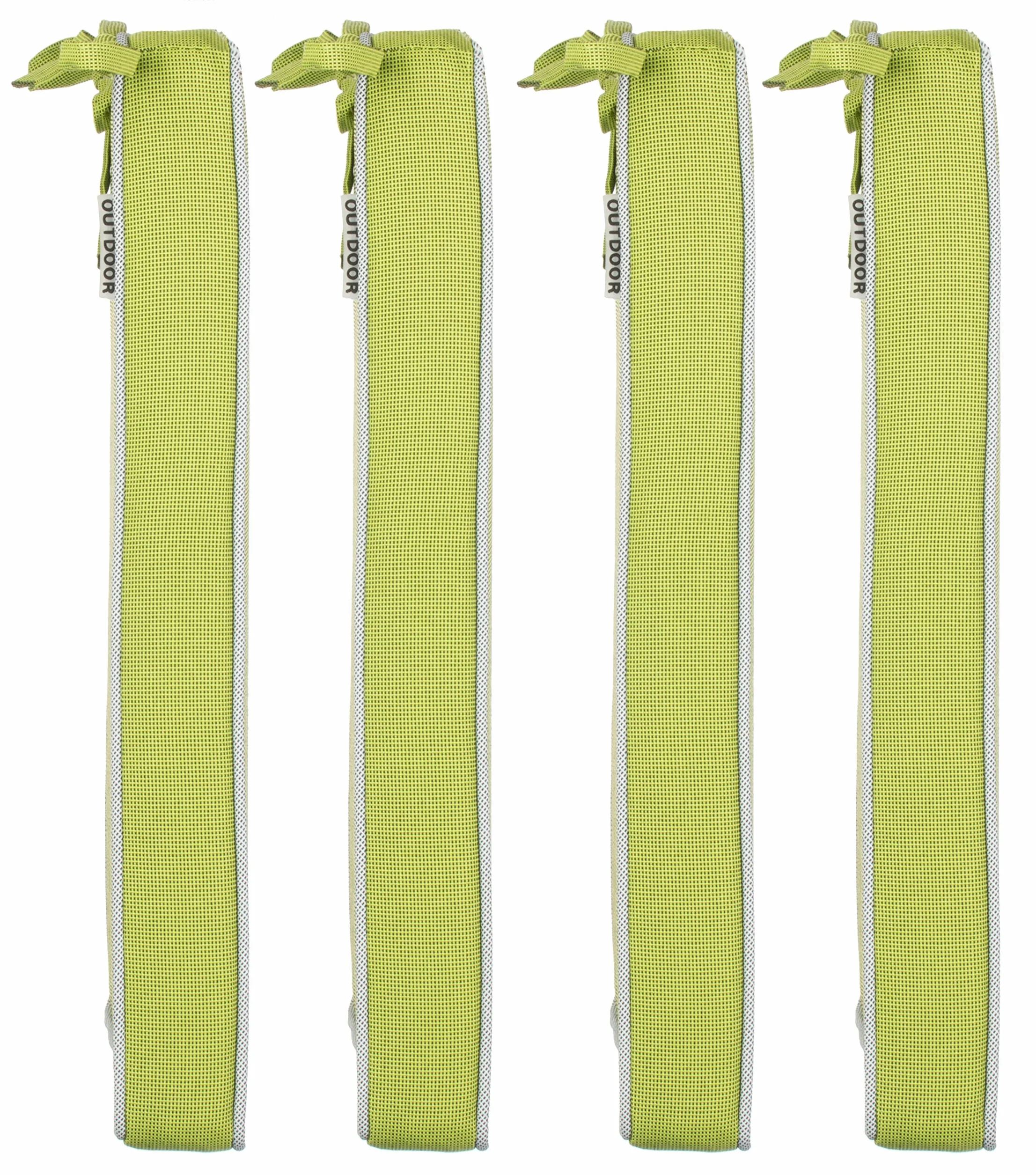 Brandsseller Set de 4 Cojines de asiento 40x40x4 cm – Cojine para silla repelente al Agua y las Manchas con Cintas de Sujeción y Ribete – interior y exterior – Cocina,Terraza, Jardín – Verde