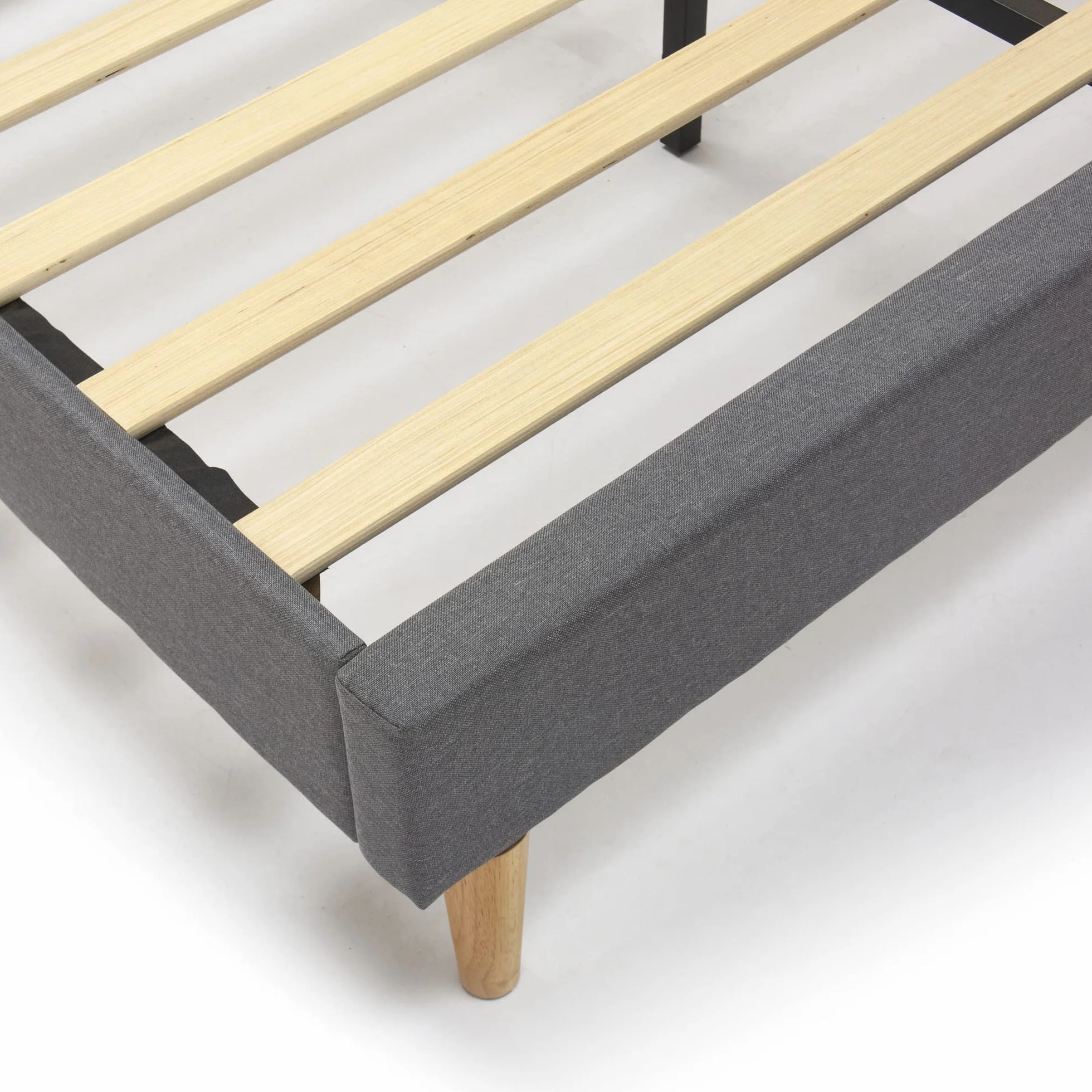 HOMN LIVING Estructura de Cama tapizada Esther de 30 cm, Base para colchón, Somier de láminas de Madera, Montaje Sencillo, 150x190 cm, Gris Oscuro