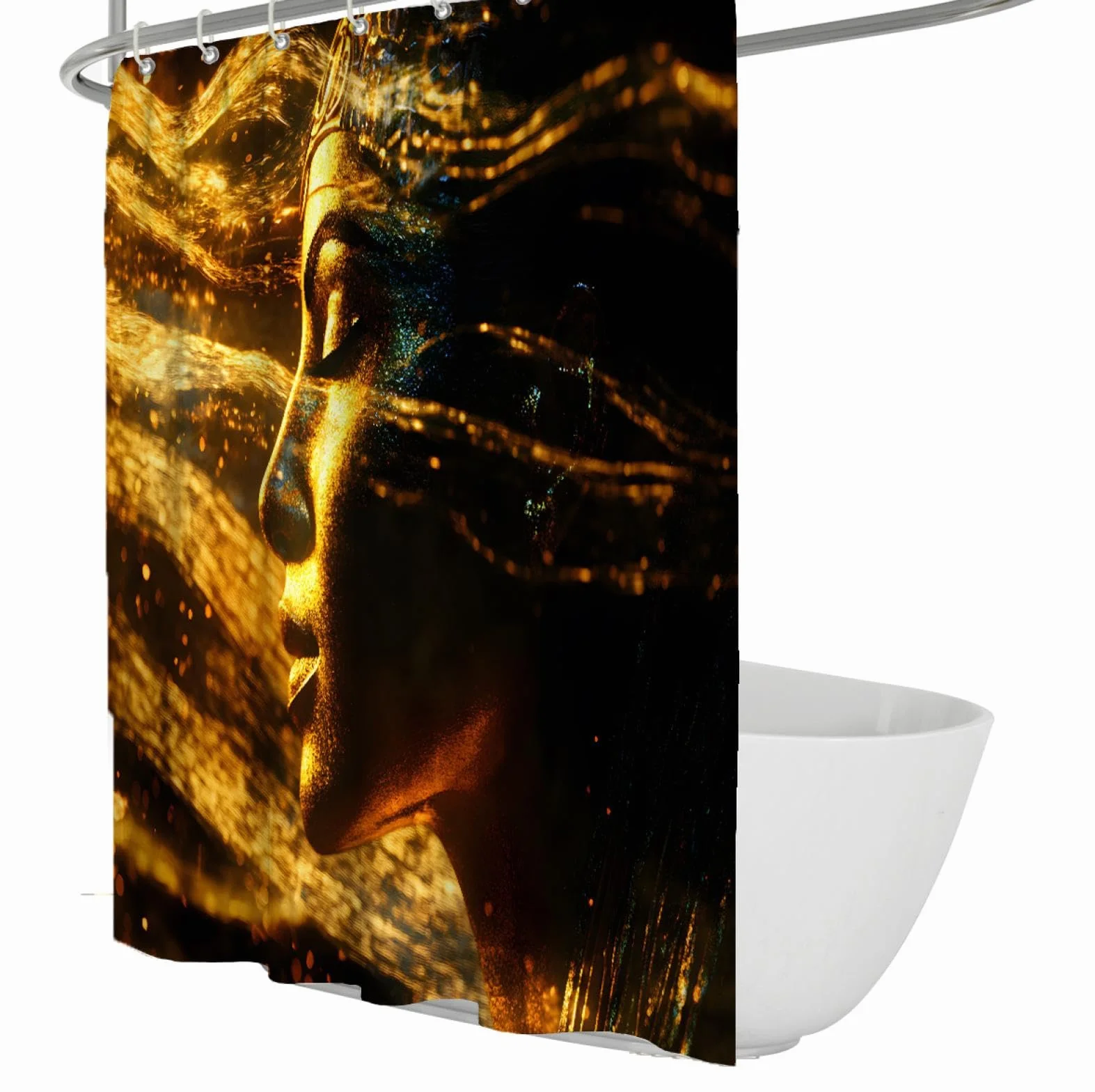 Cortina de Ducha fantasía misteriosa Golden Goddess Cortina de baño Lujo Juego Cortinas de Ducha Tela Lavable a máquina con 12 Ganchos 240x180