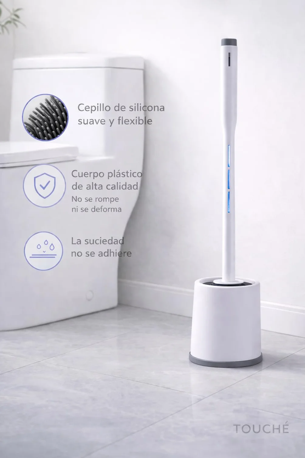 Escobilla de Baño con Dispensador de Jabón, Antibacteriana de Silicona para Limpieza de Inodoro