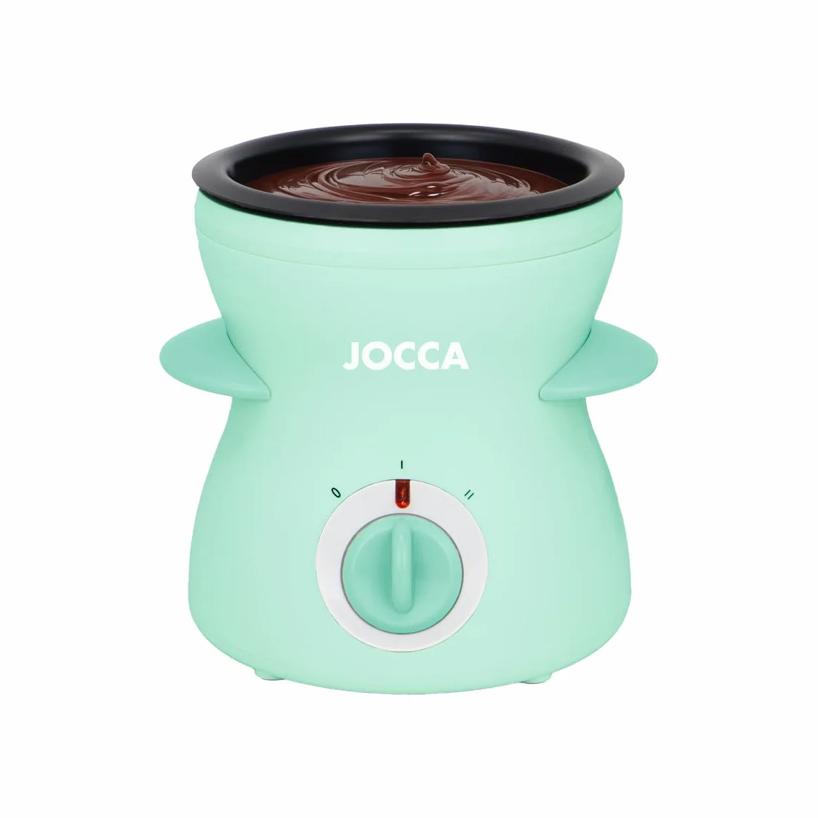 Jocca Mini fondue eléctrica 350 ml 2 niveles temperatura antiadherente extraíble 4 tenedores turquesa