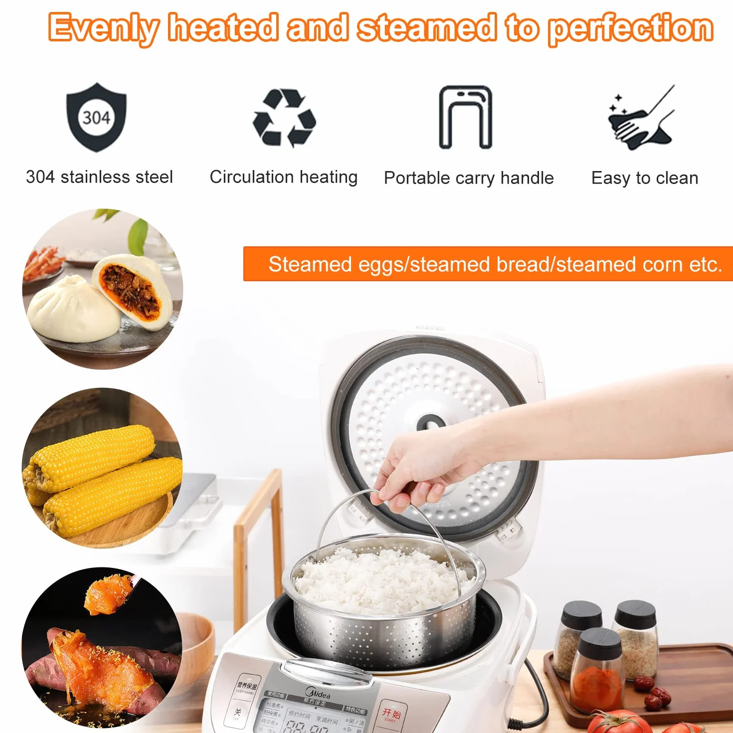 Vaporera Inserto de Vapor Acero INOX 304 Cesta para Ollas Verduras Pescado