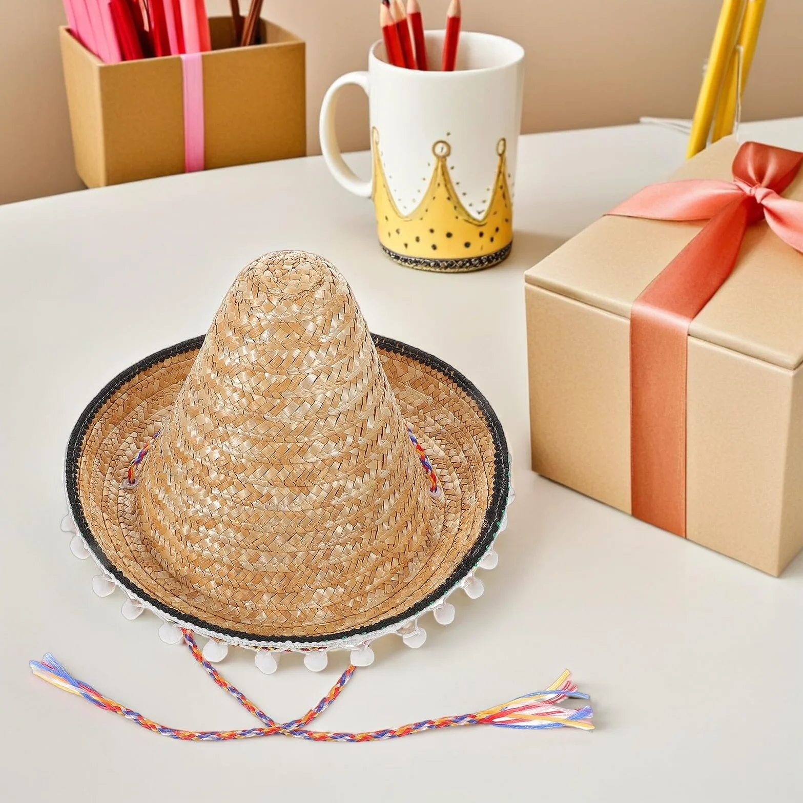 FOMIYES Sombreros de Fiesta Mexicanos para Adultos 2 Piezas Sombreros de Paja Borde Diámetro 30 CM Accesorios para Fiestas Temáticas Mexicanas y Celebraciones