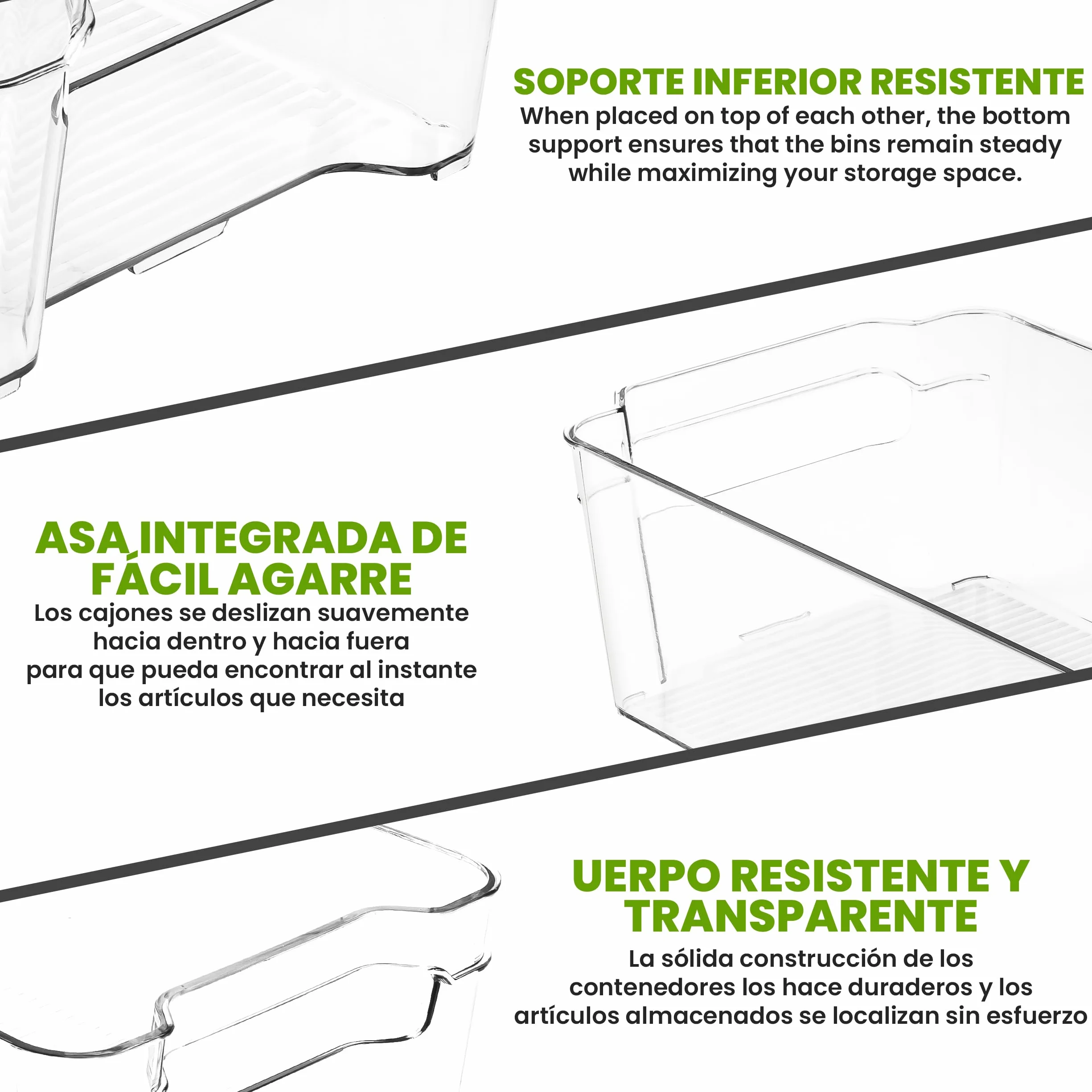KICHLY Organizadores para la despensa - Juego de 8 - Compartimentos de almacenamiento sin BPA (Transparente)