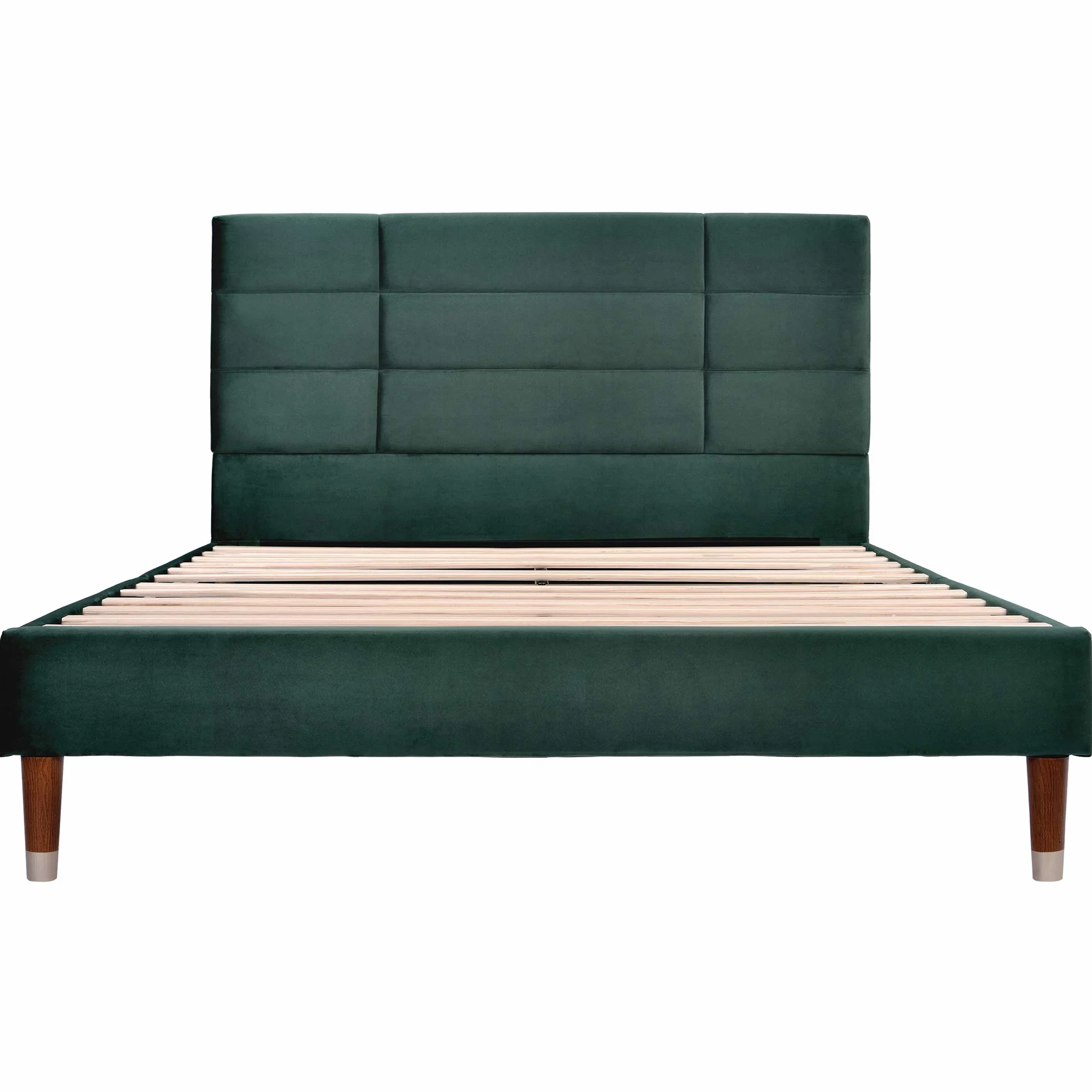 ModernLuxe Cama doble tapizada con cajón y somier, 140 x 200 cm, estructura acolchada con cabecero en terciopelo verde oscuro para adultos y jóvenes (colchón no incluido) (verde oscuro)