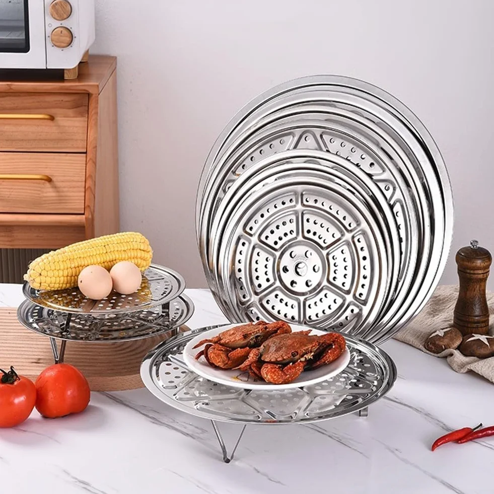 Bandeja de vapor de acero inoxidable 304, redonda para cocinar al vapor, 29 cm