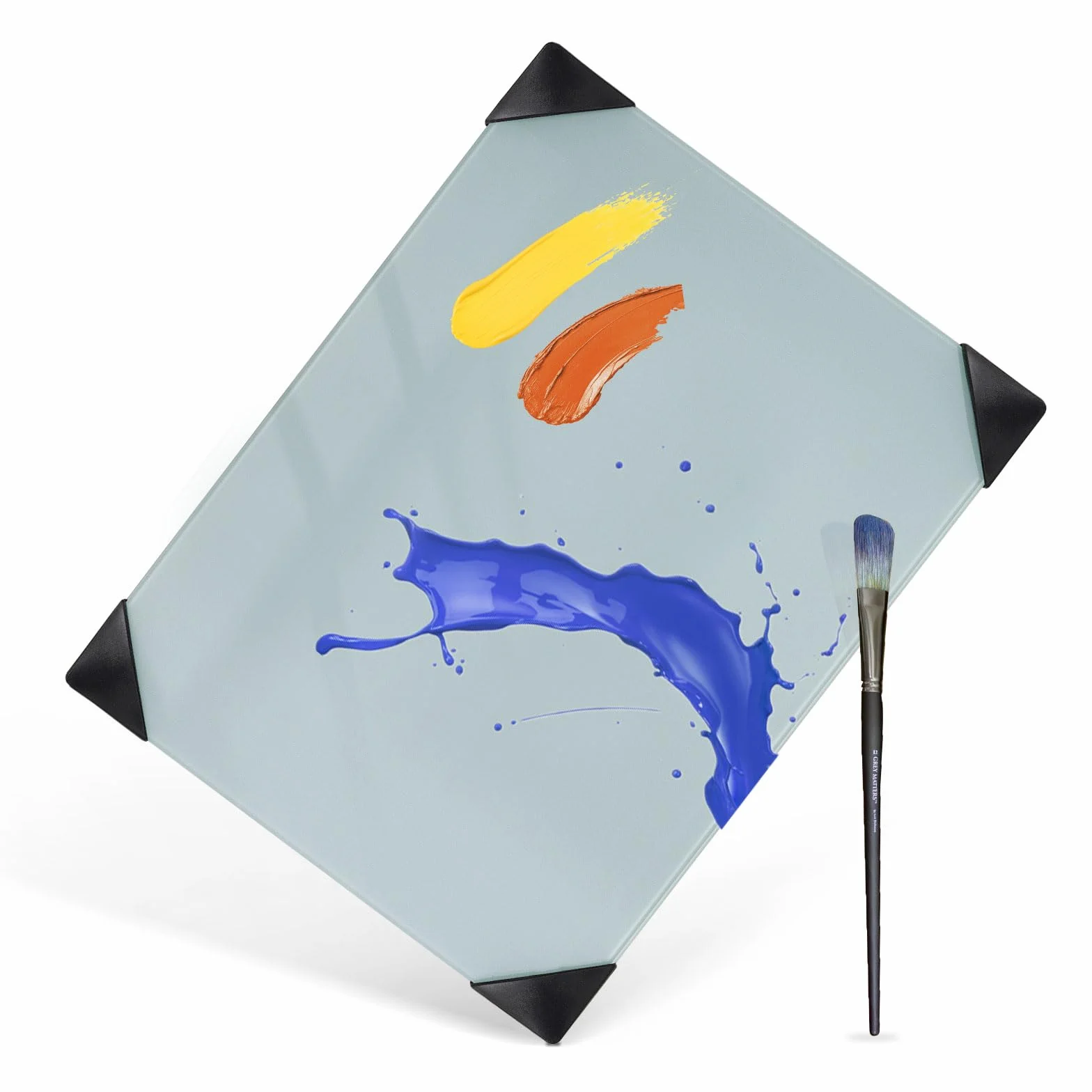Paleta de cristal para pintura al óleo, 40,6 x 30,5 cm, gris, fácil de limpiar | Paleta de mezcla de pintura para acrílico, gouache, acuarela, tinta, suministros de pintura para artistas, adultos, 1 paquete