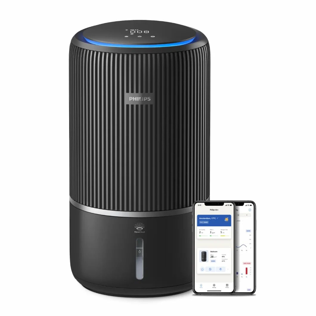 Philips 3400 Series Purificador y humidificador de aire 2 en 1, HEPA NanoProtect + filtro de carbón activo, humidificación higiénica a 650 ml/h, CADR 300 m³/h para 78 m² (AC3421/13)